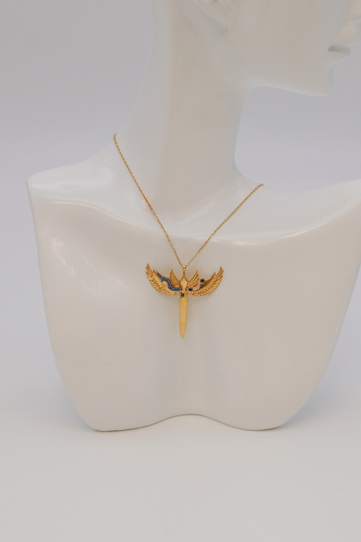 Angel Winged Sword Necklace 14 Carat