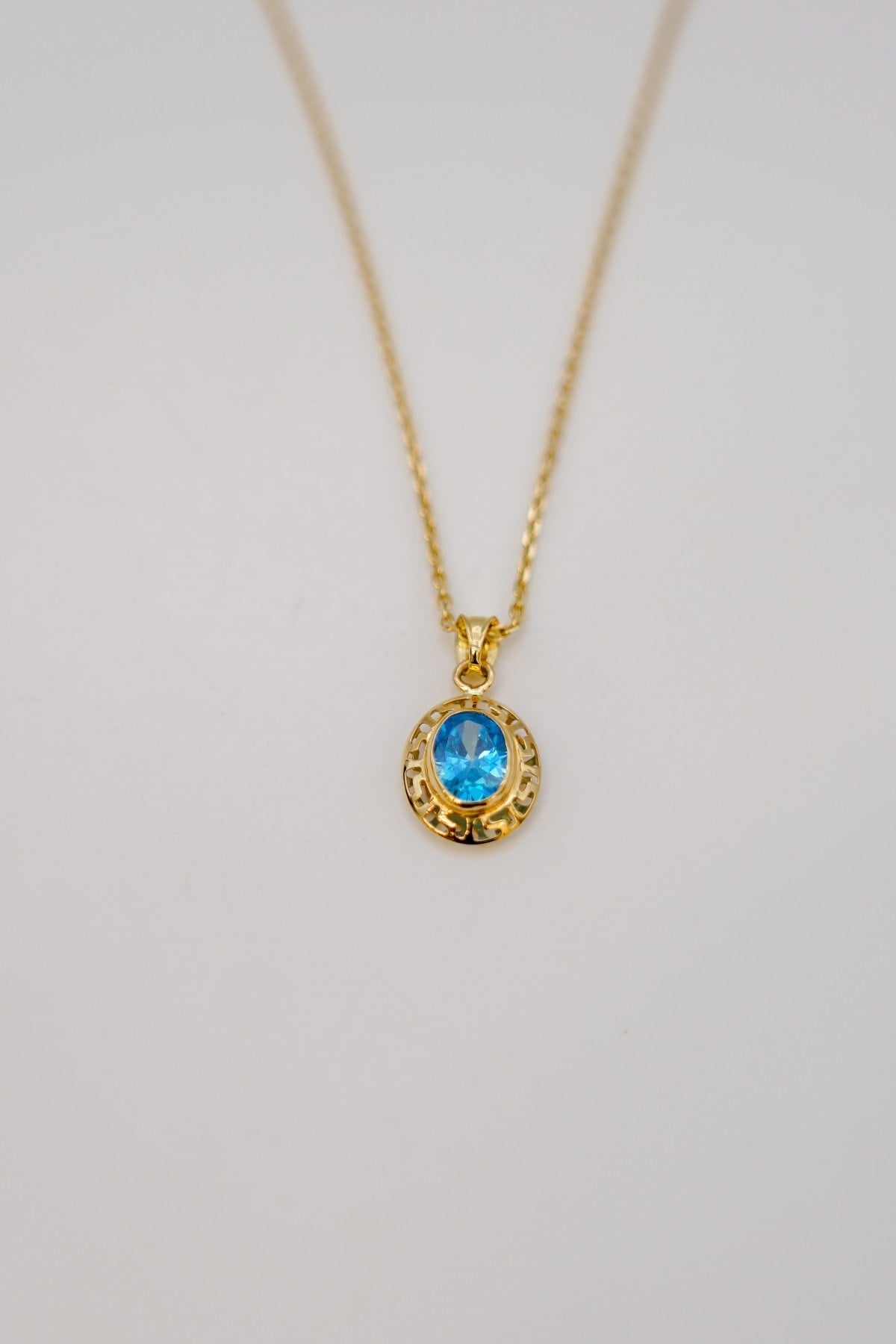 Topaz Taşlı Kolye Ucu 14 Ayar