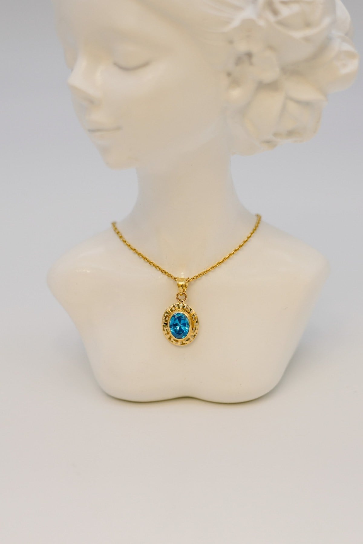 Topaz Taşlı Kolye Ucu 14 Ayar