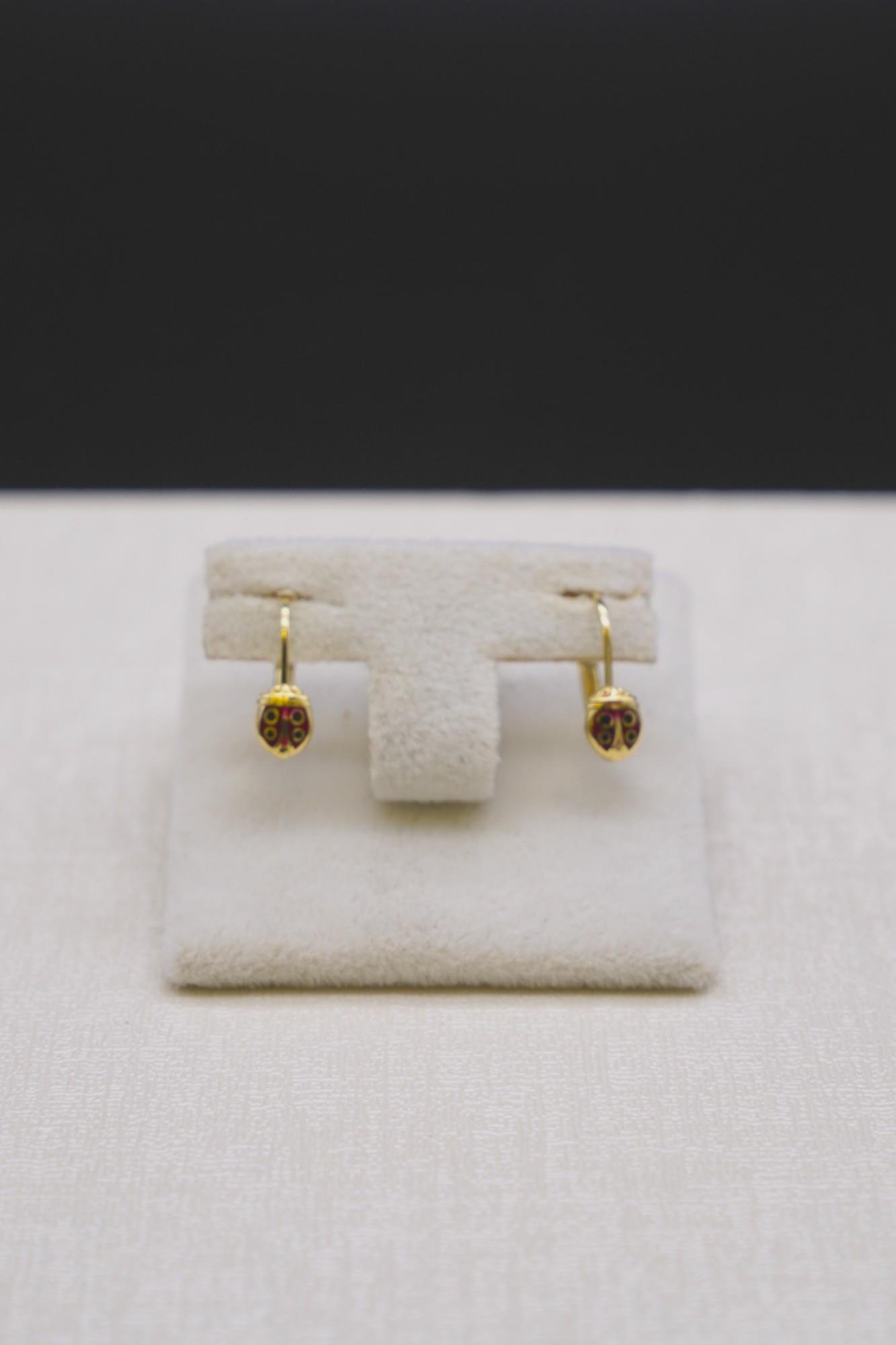 Uğur Böceği Figürlü Küpe 14 Ayar