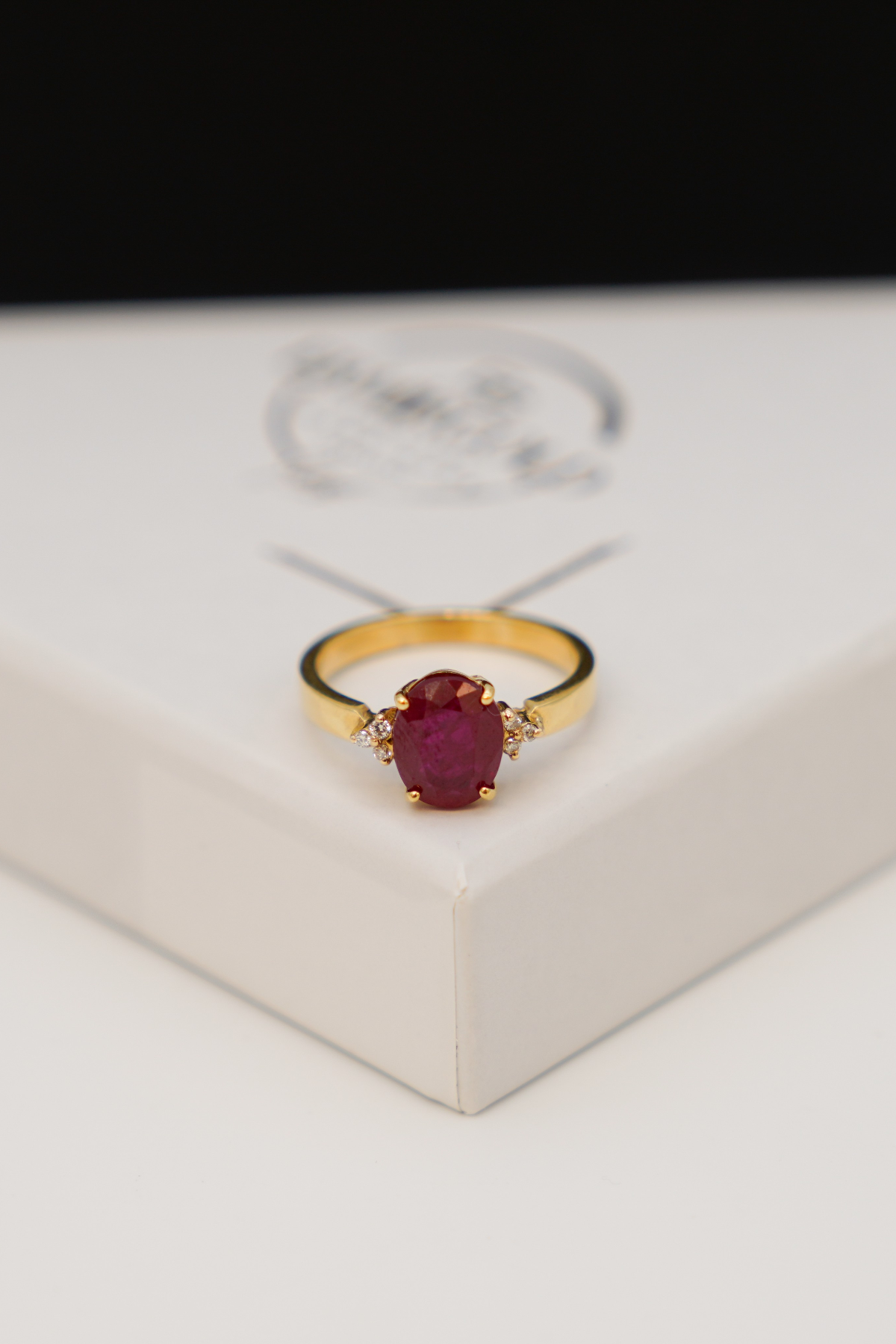Ruby Stone and Diamond Ring 14 Carat