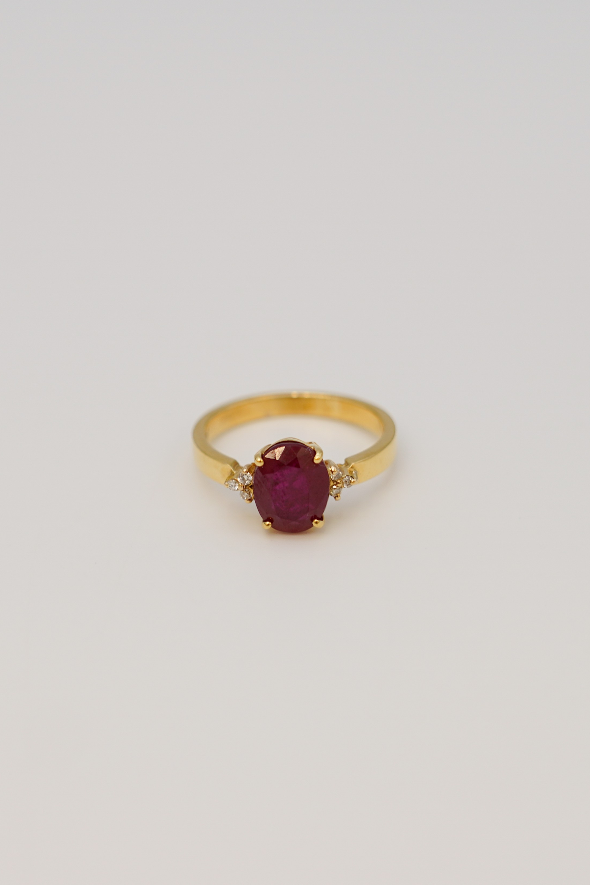 Ruby Stone and Diamond Ring 14 Carat