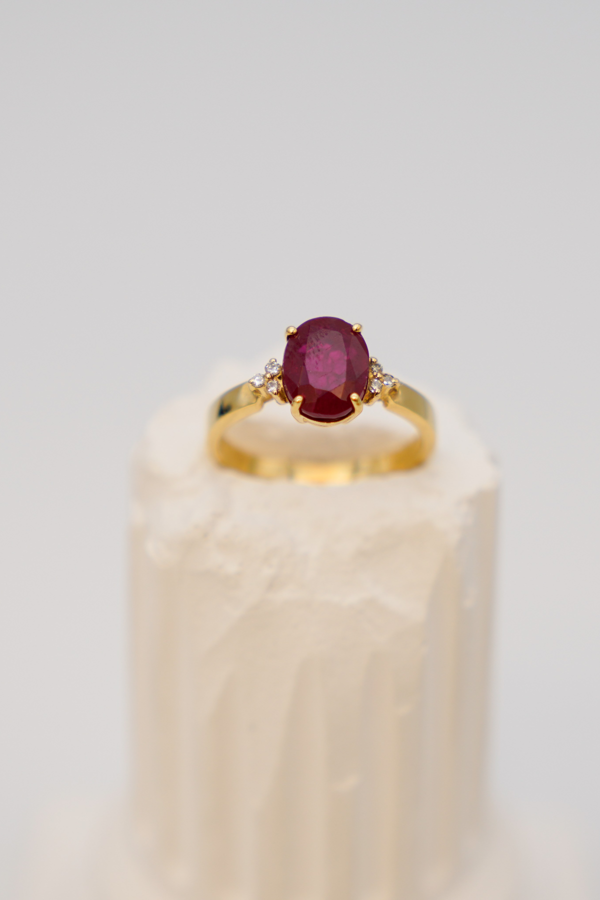 Ruby Stone and Diamond Ring 14 Carat