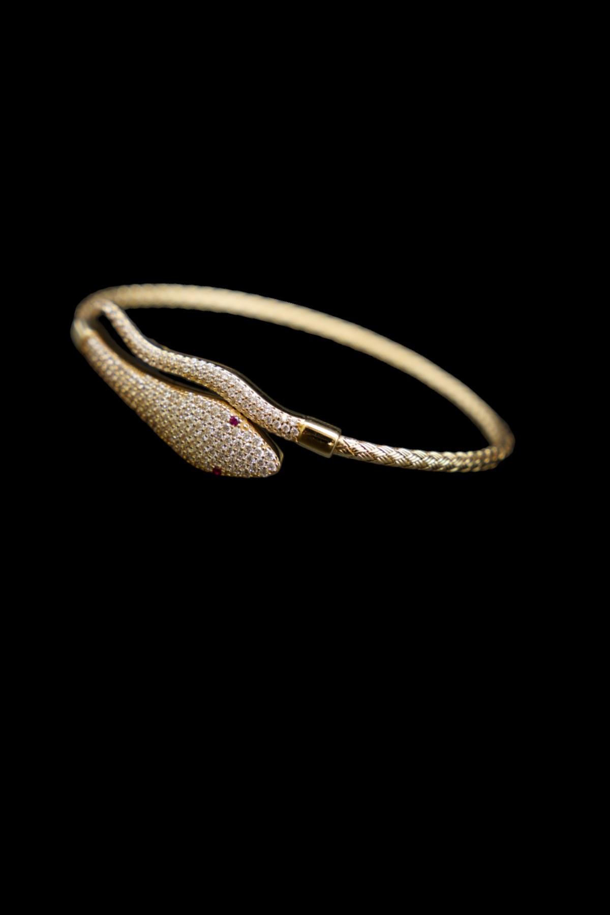 Zirkon Taşlı Cartierr Bilezik 14 Ayar