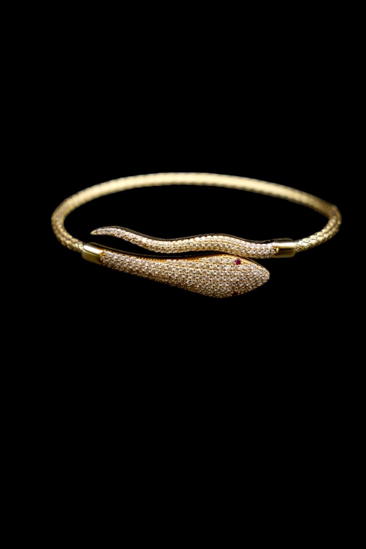 Zirkon Taşlı Cartierr Bilezik 14 Ayar