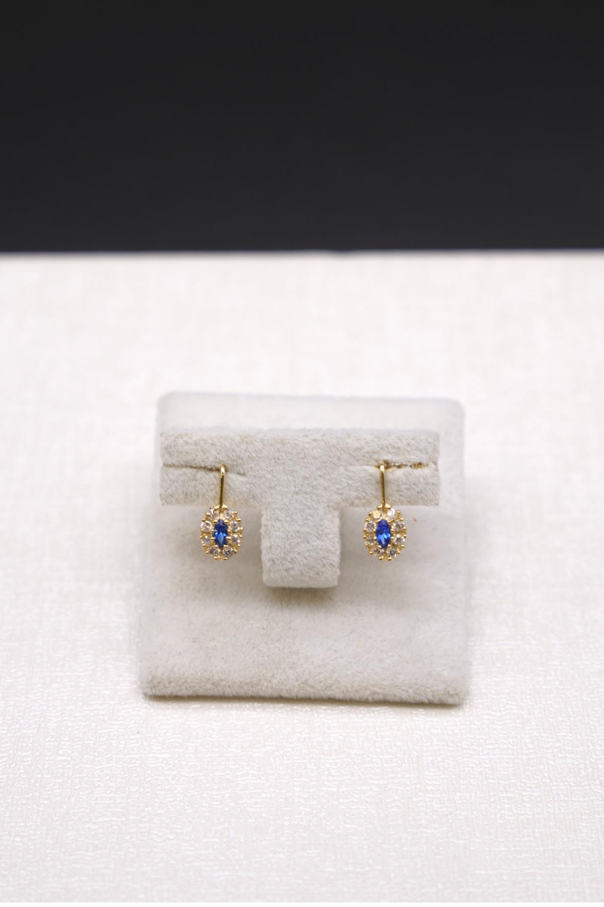 Zirkon Taşlı Çocuk Küpe 14 Ayar