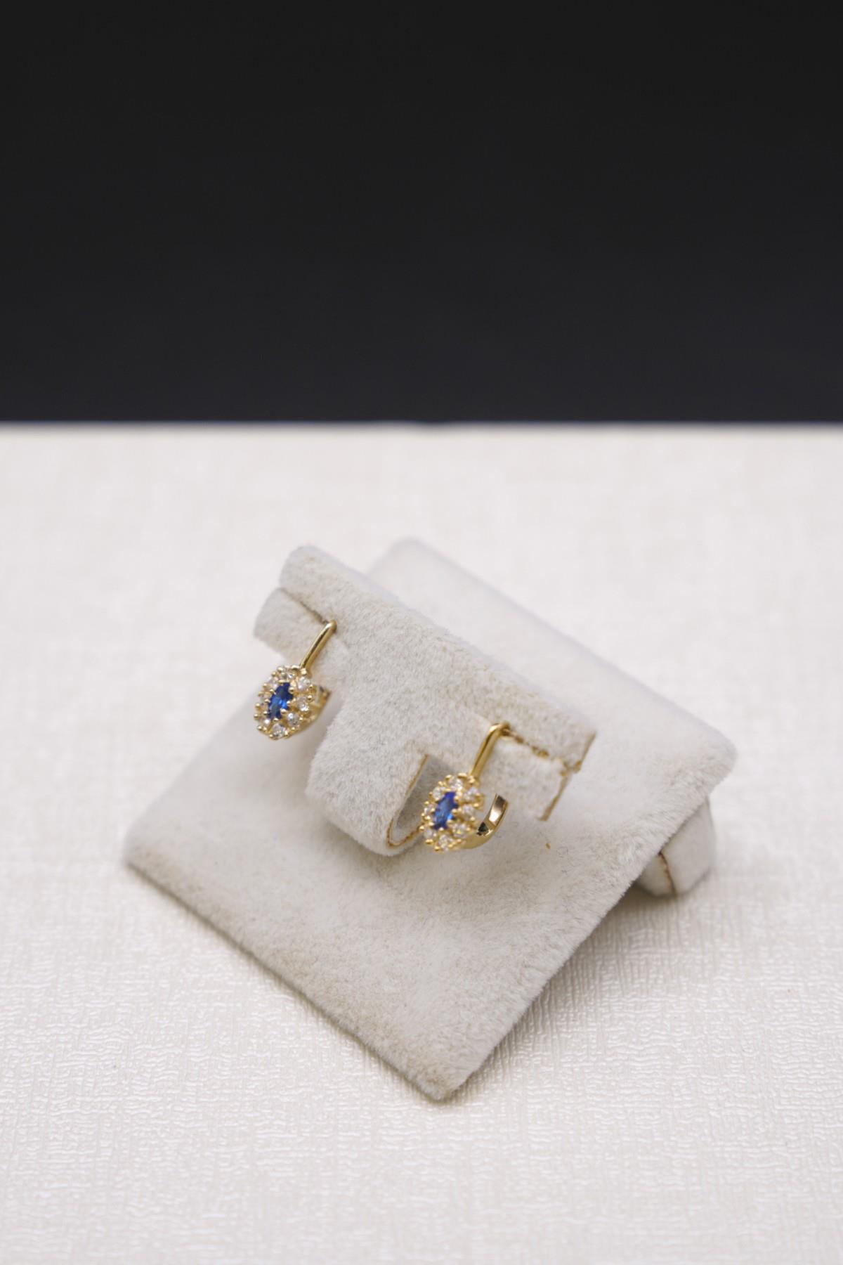 Zirkon Taşlı Çocuk Küpe 14 Ayar