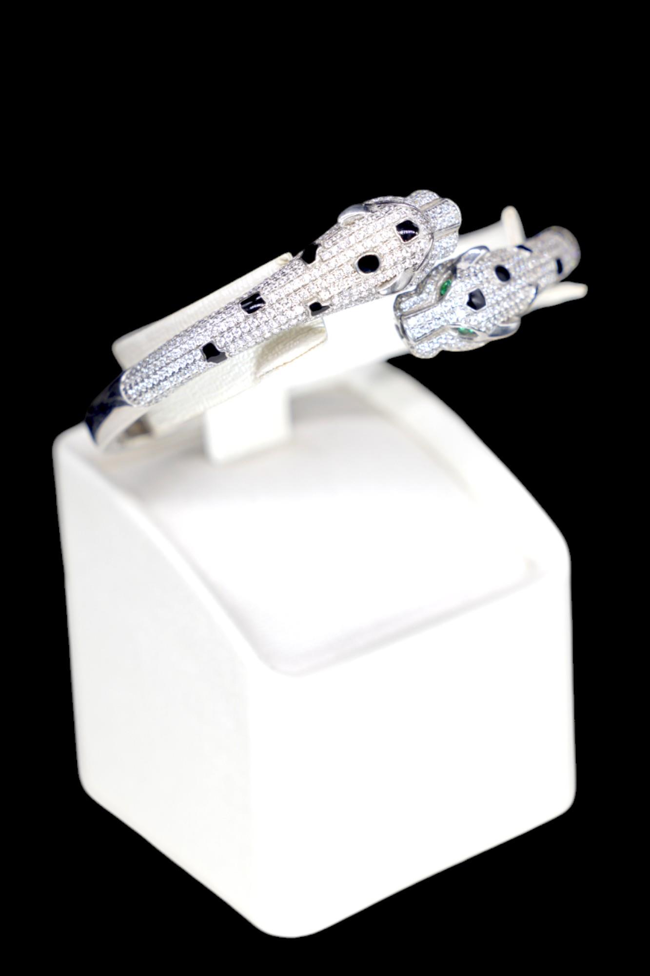 Zirkon Taşlı Gümüş Kaplan Bilezik 925 Ayar