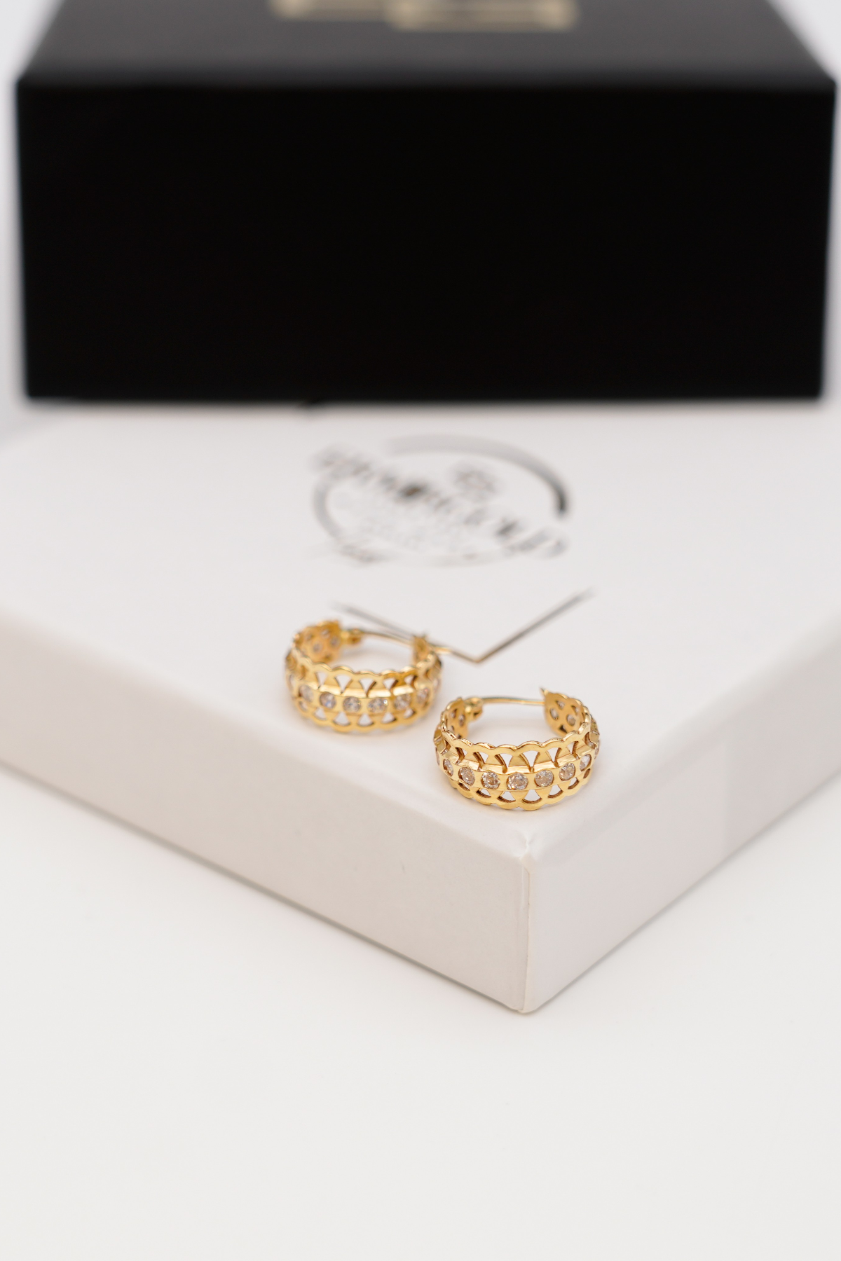 Zircon Stone Hoop Earring 14 Carat