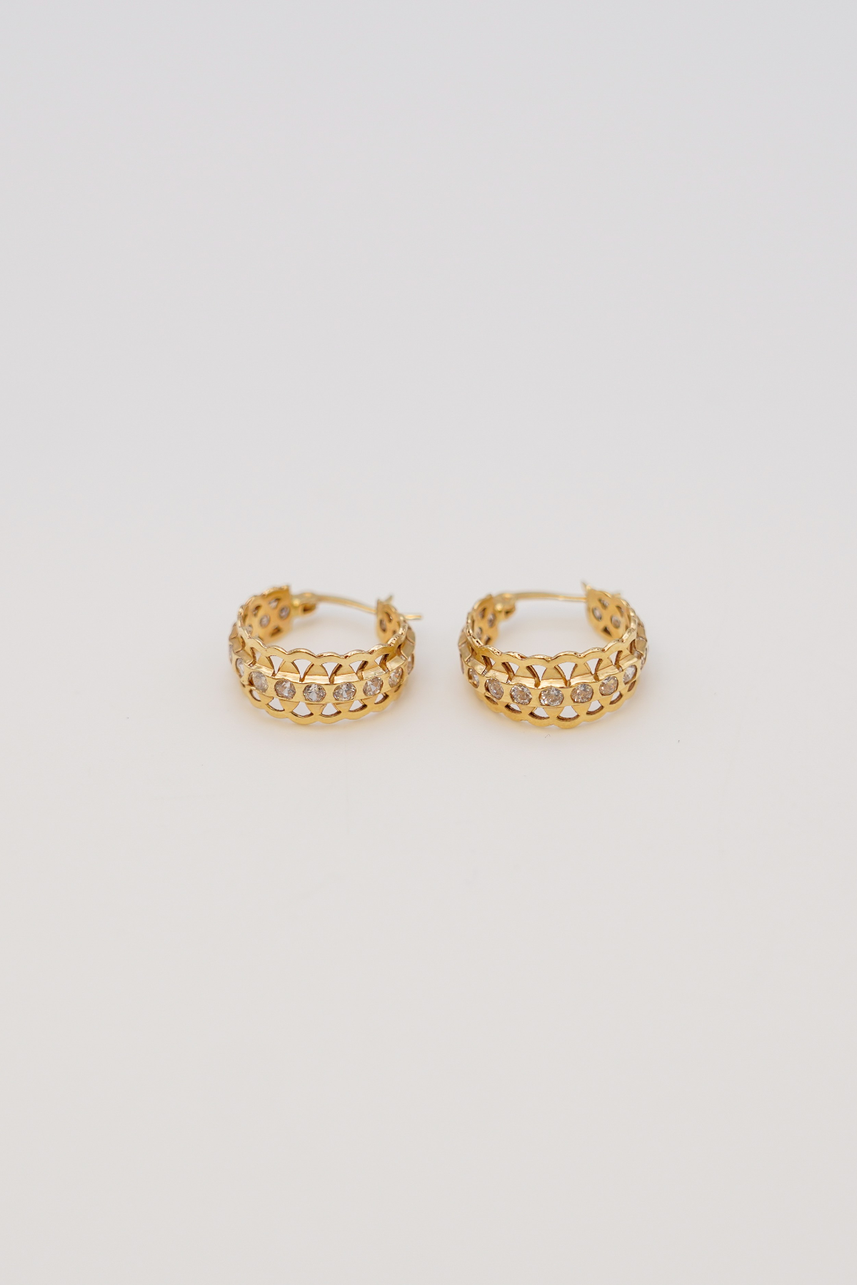 Zircon Stone Hoop Earring 14 Carat
