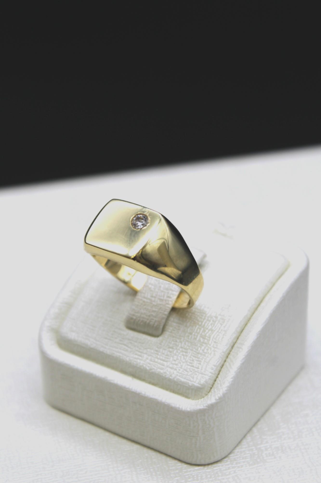 Zirkon Taşlı Klasik Erkek Yüzük 14 Ayar