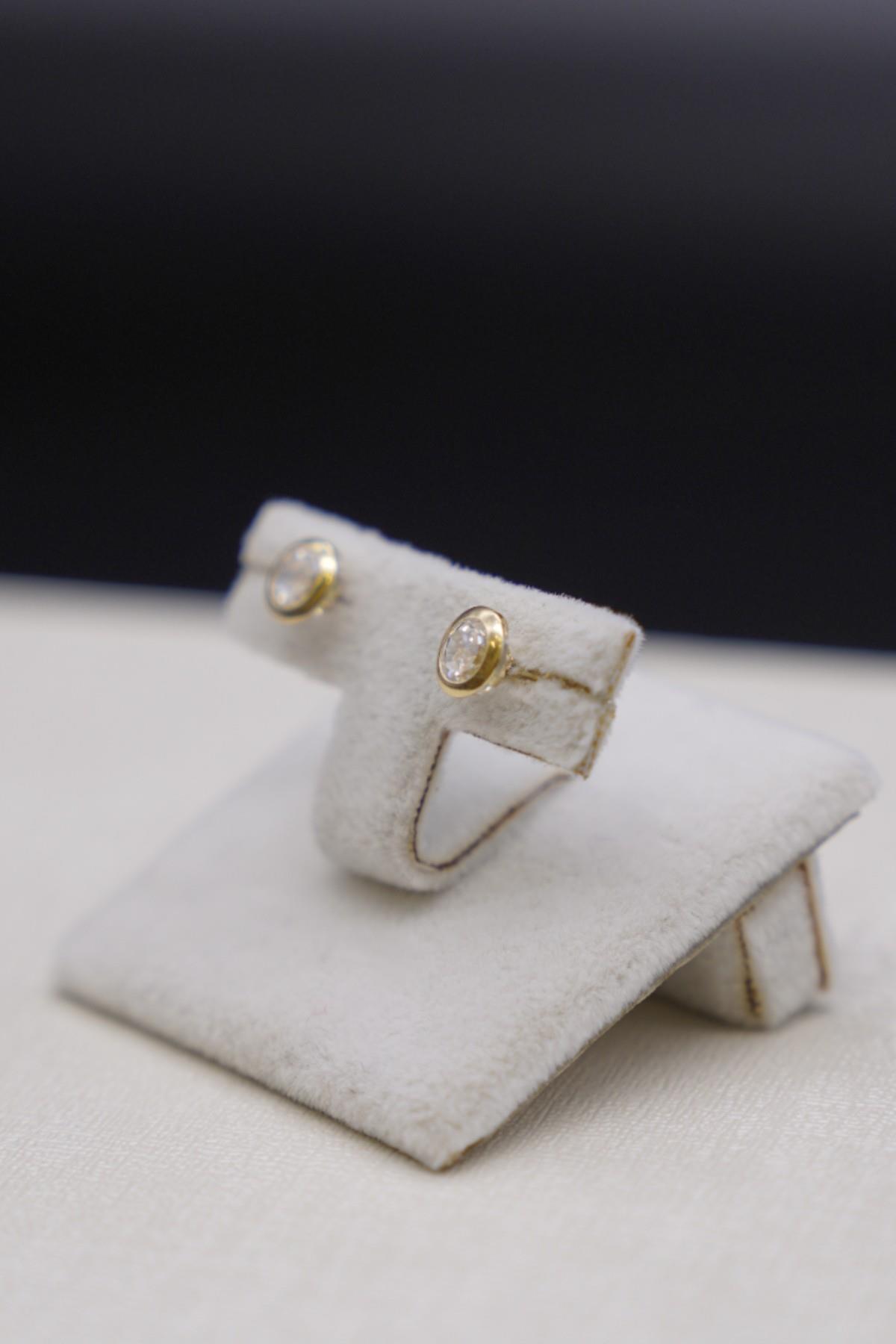 Zirkon Taşlı Tohum Küpe 14 Ayar