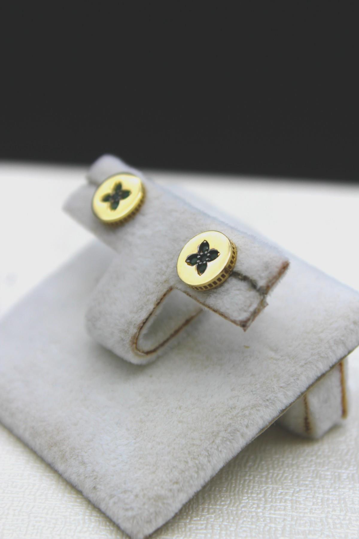 Zirkon Taşlı Vancleff Küpe 14 Ayar