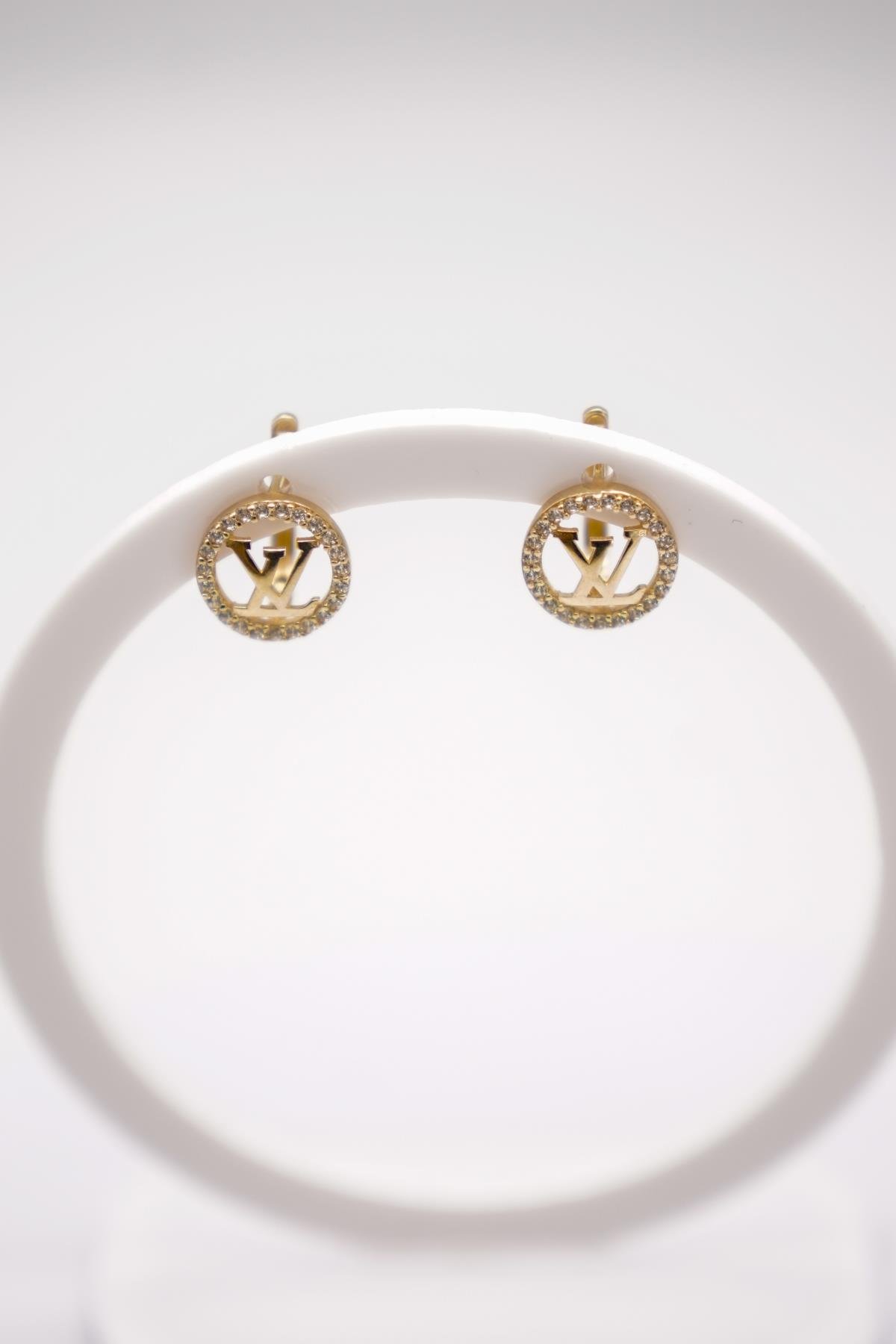 Zirkon Taşlı Yuvarlak Model 14 Ayar Altın Küpe | Işıltılı ve Şık Tasarım