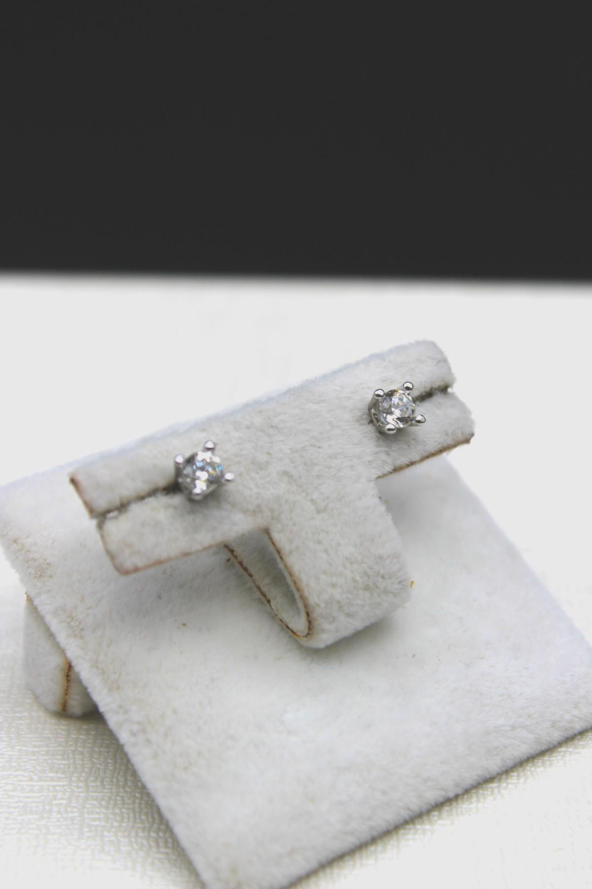 Zirkon Tektaş Küpe 14 Ayar