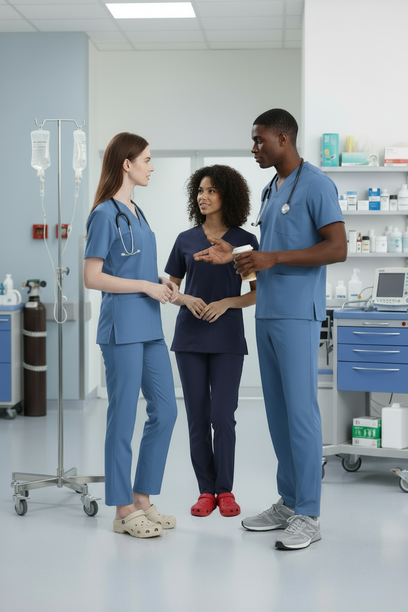 ALASKA MAVİSİ DOKTOR HEKİM FORMASI LİKRALI SCRUBS TAKIM (ALASKAN BLUE)