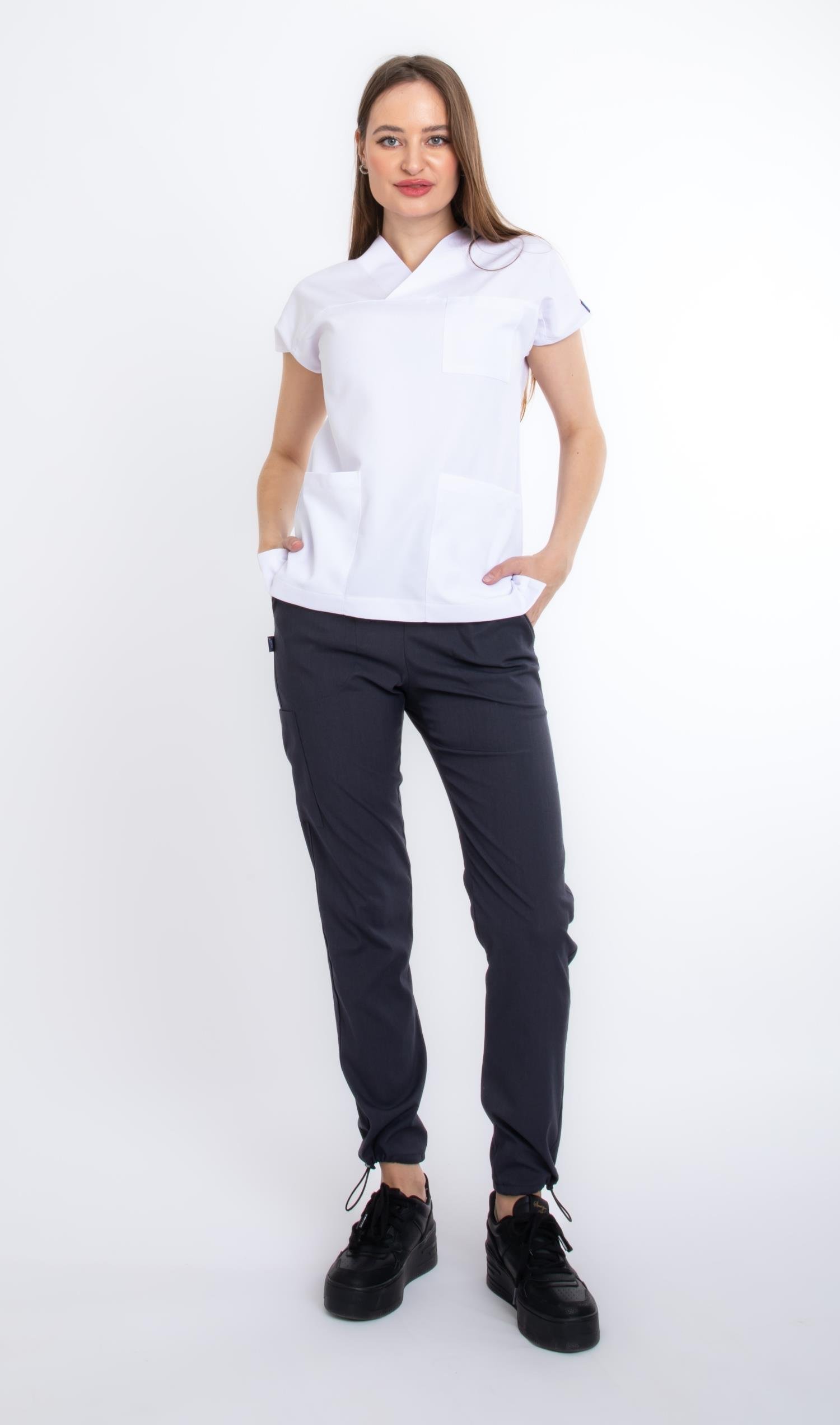 ANTRASİT GRİ CORE-FLEX LİKRALI KADIN PANTOLON (AYARLANABİLİR LASTİKLİ PAÇA)