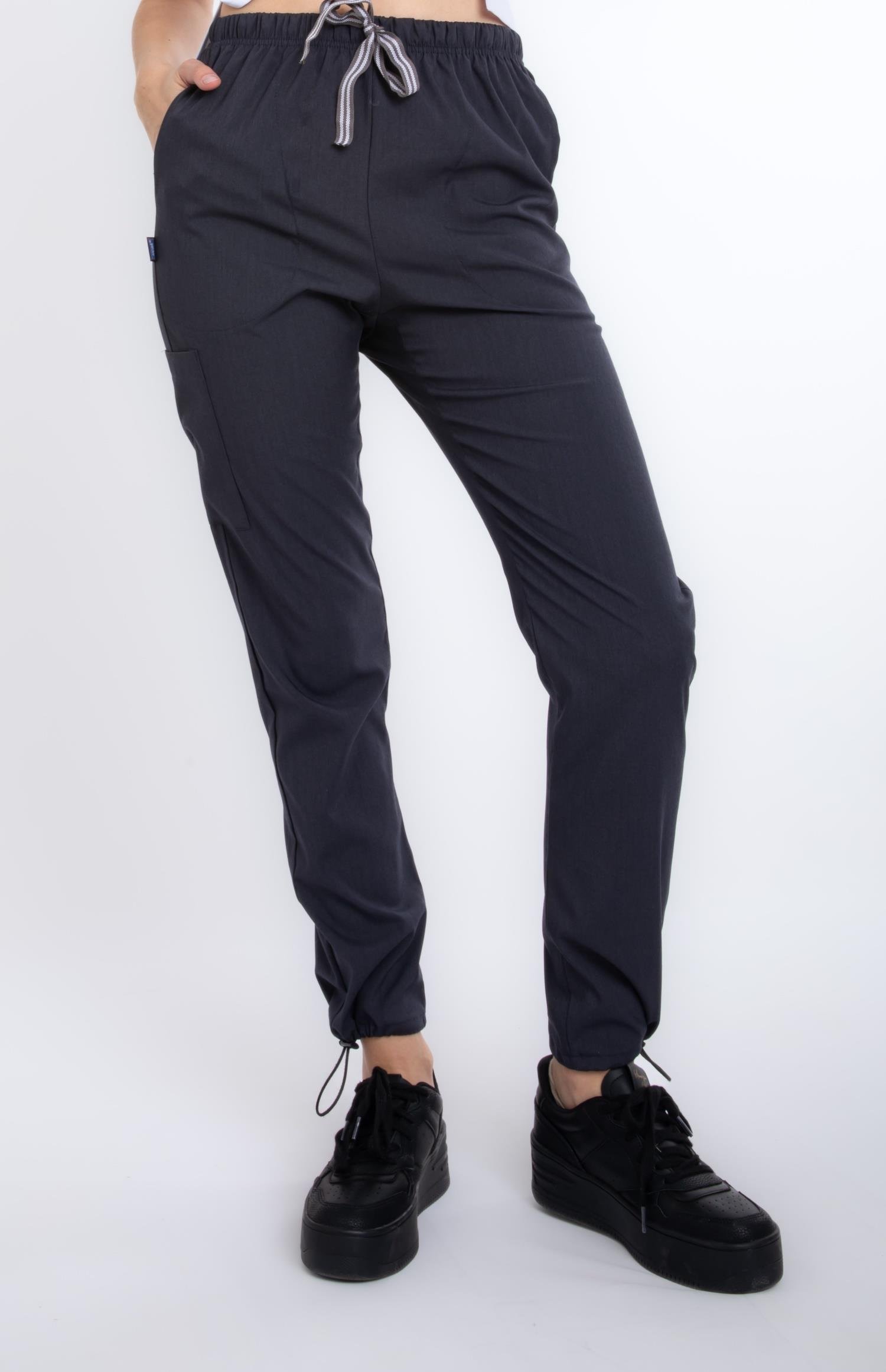 ANTRASİT GRİ CORE-FLEX LİKRALI KADIN PANTOLON (AYARLANABİLİR LASTİKLİ PAÇA)