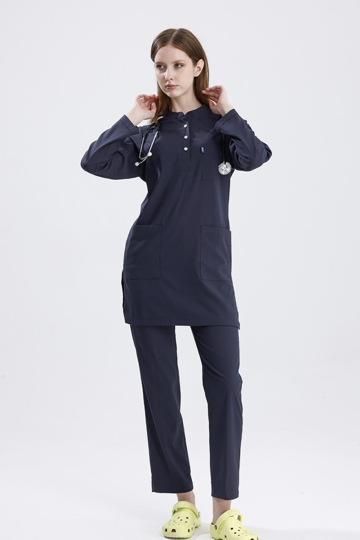 ANTRASİT GRİ KARYA TESETTÜR ÜNİFORMA TAKIM