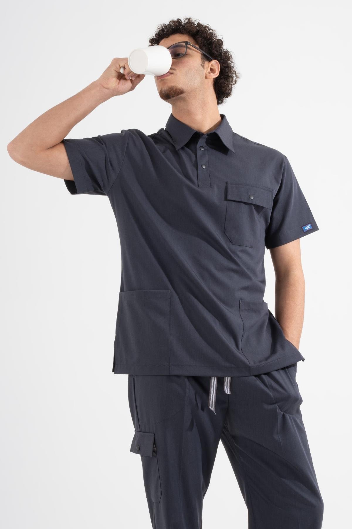 ANTRASİT GRİ MILAN PREMIUM SCRUBS TAKIM