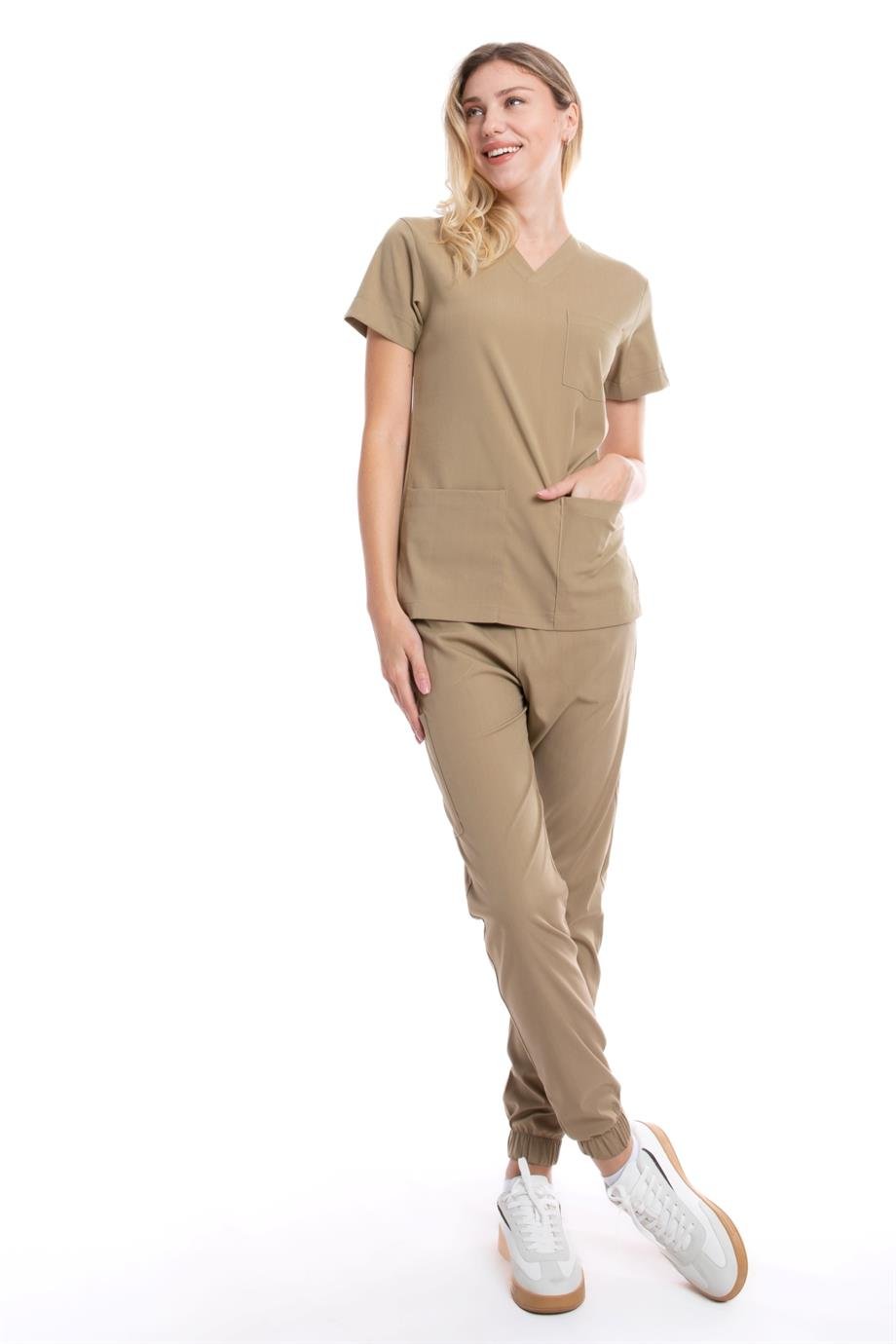 BEJ JOGGER KADIN ÜNİFORMA TAKIM
