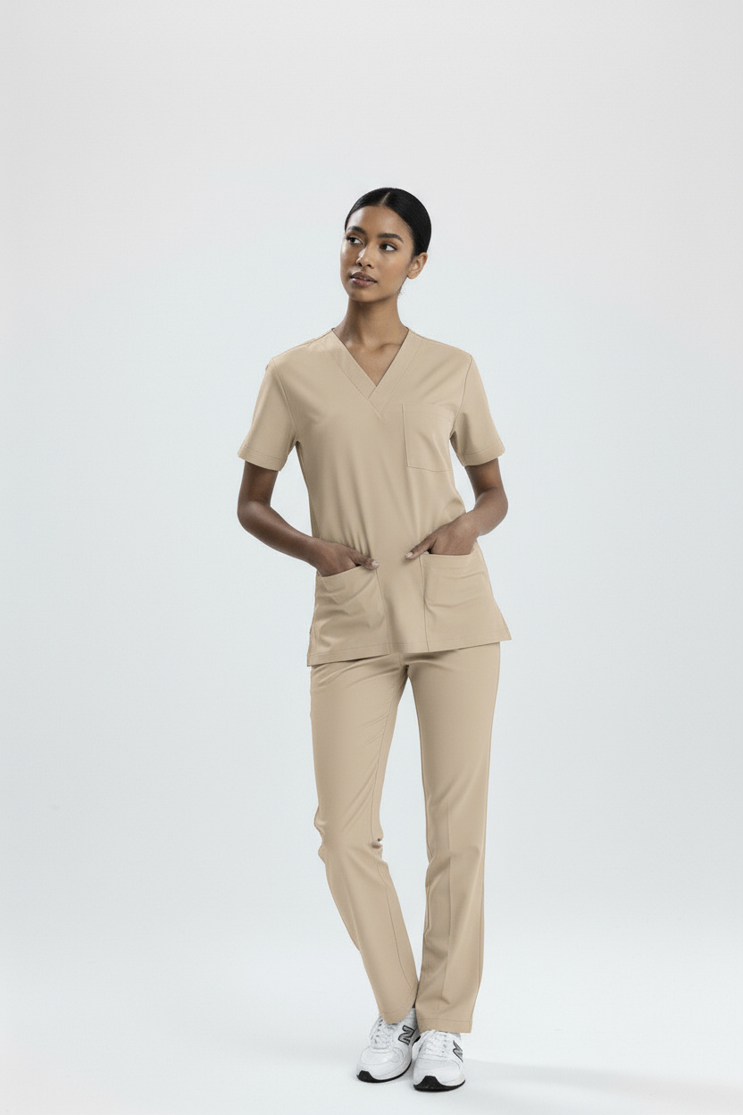 BEJ SAĞLIK TEKNİSYEN/TEKNİKER VE TIBBİ SEKRETER FORMASI LİKRALI SCRUBS TAKIM (MOTH)