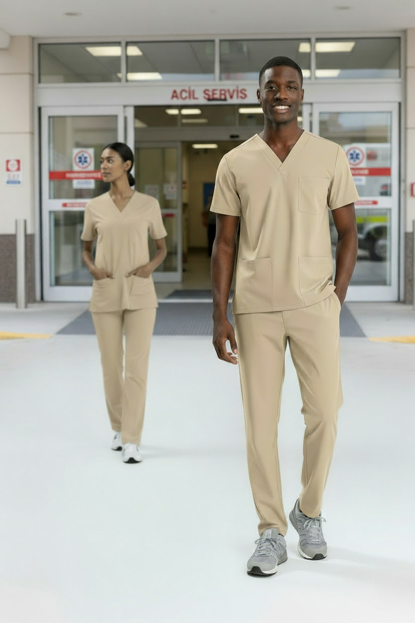 BEJ SAĞLIK TEKNİSYEN/TEKNİKER VE TIBBİ SEKRETER FORMASI LİKRALI SCRUBS TAKIM (MOTH)