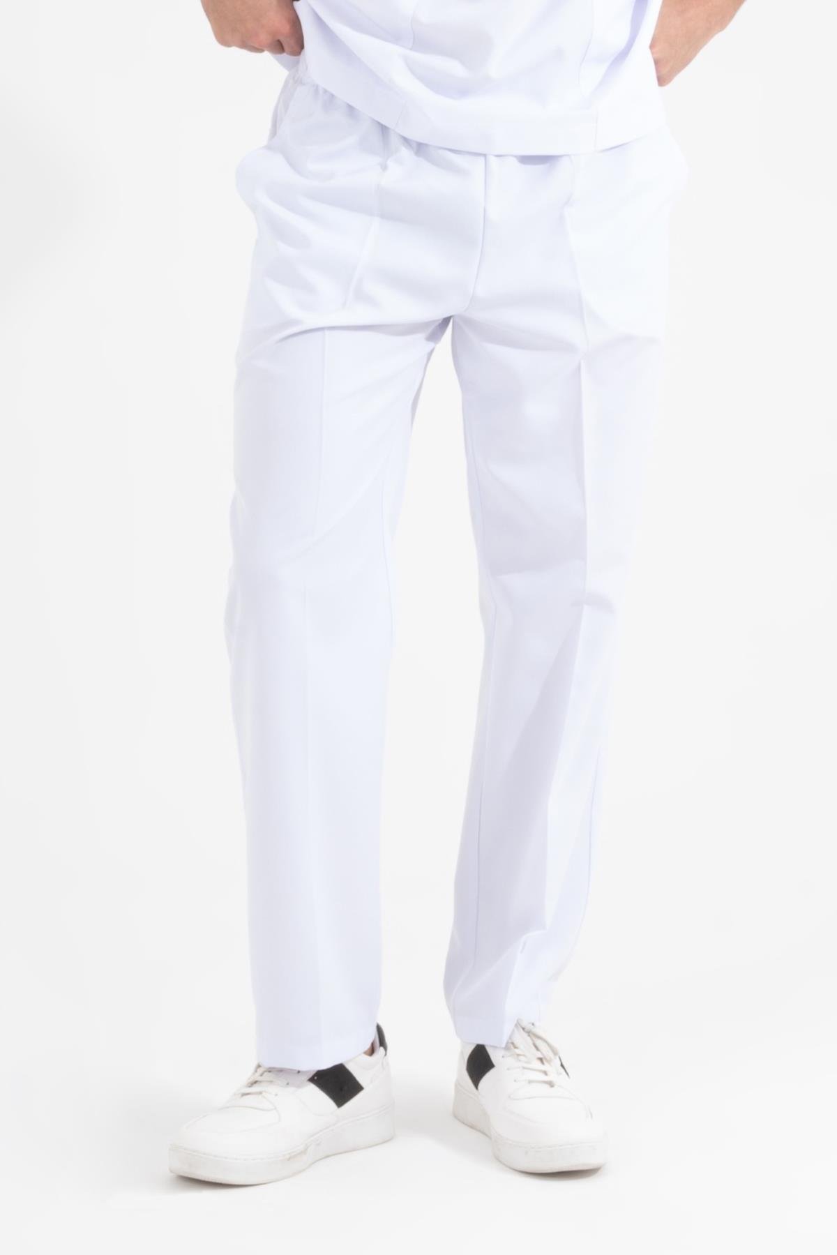 BEYAZ ALPAKA LASTİKLİ PANTOLON