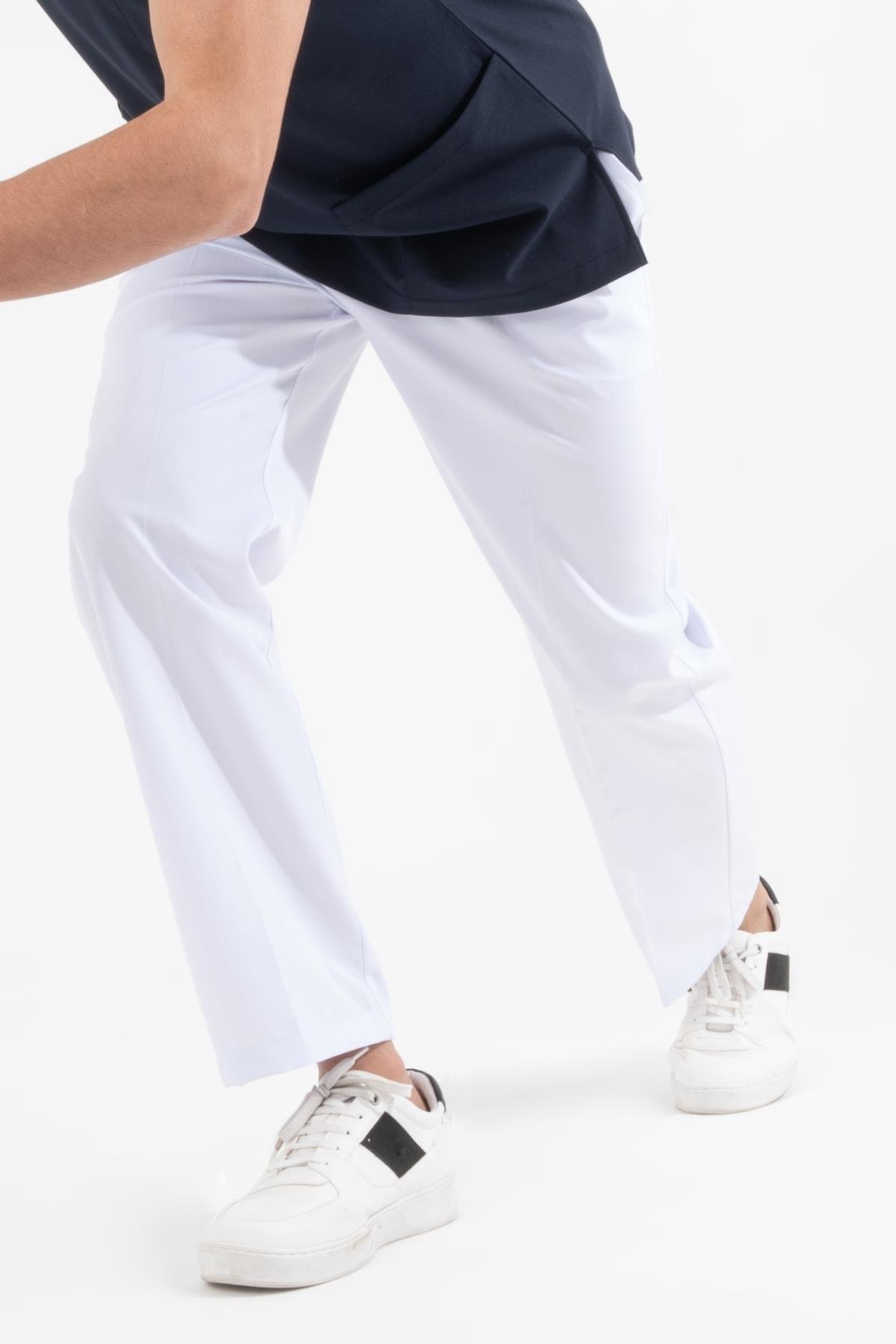 BEYAZ ALPAKA LASTİKLİ PANTOLON