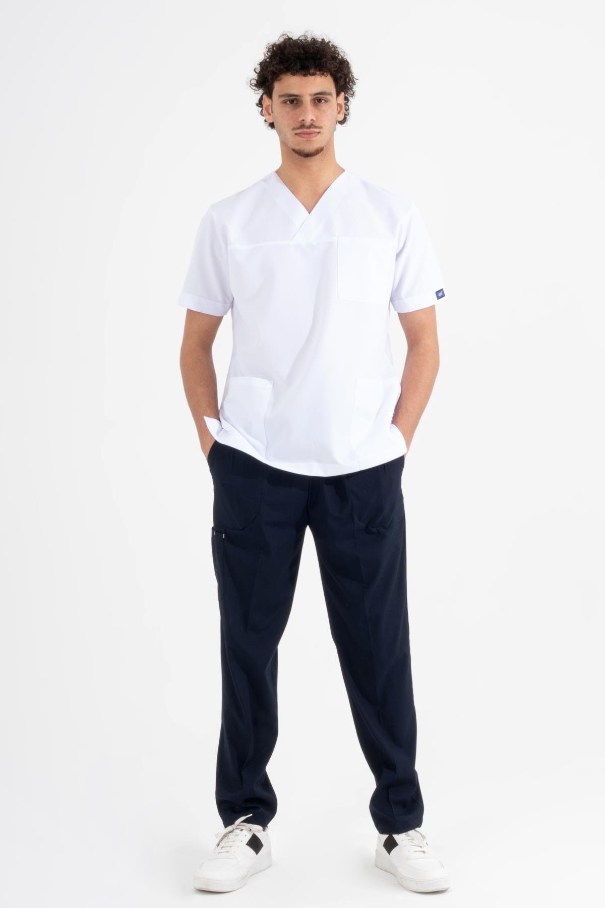 WHITE V NECK ALPAKA TOP