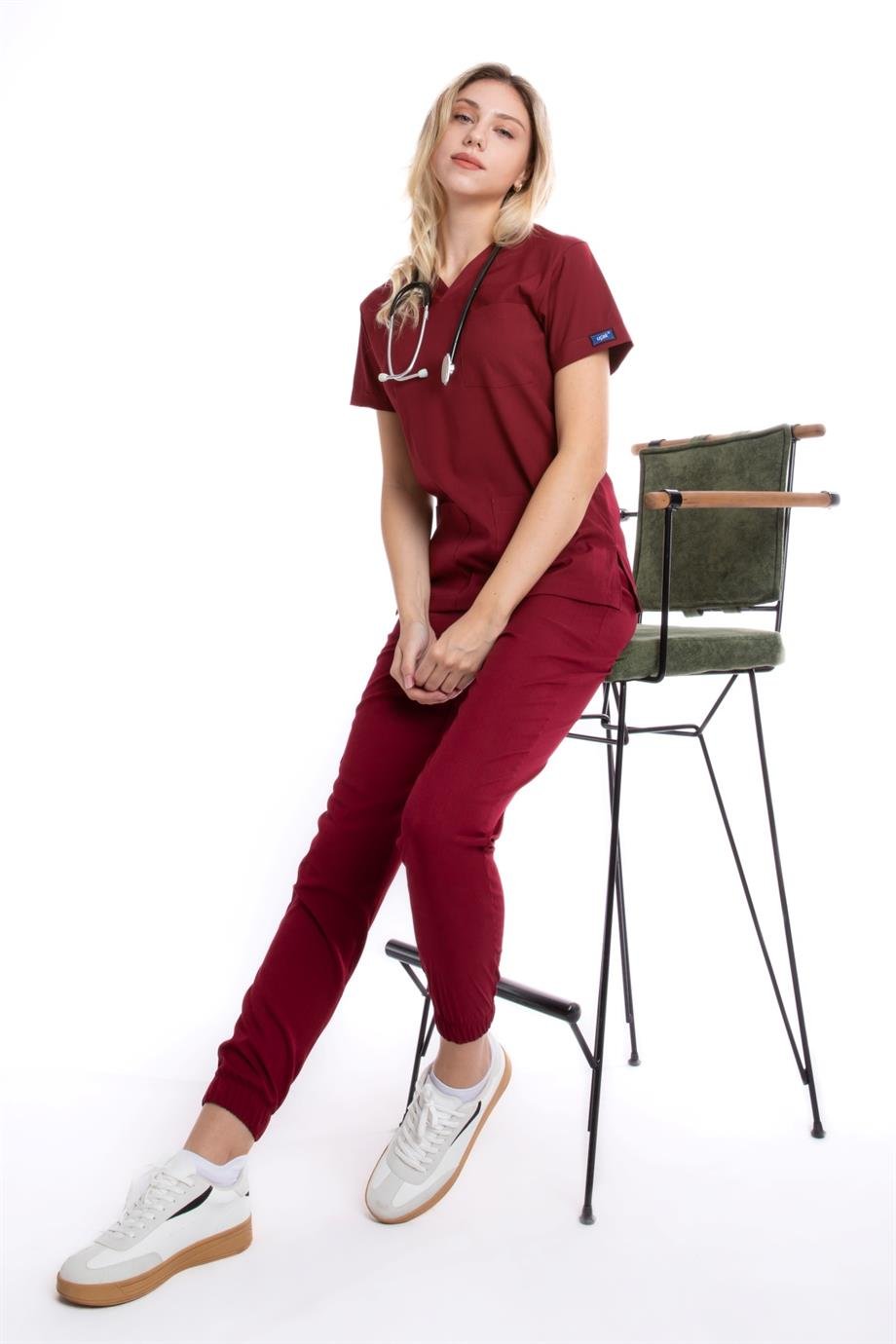 BORDO JOGGER KADIN ÜNİFORMA TAKIM