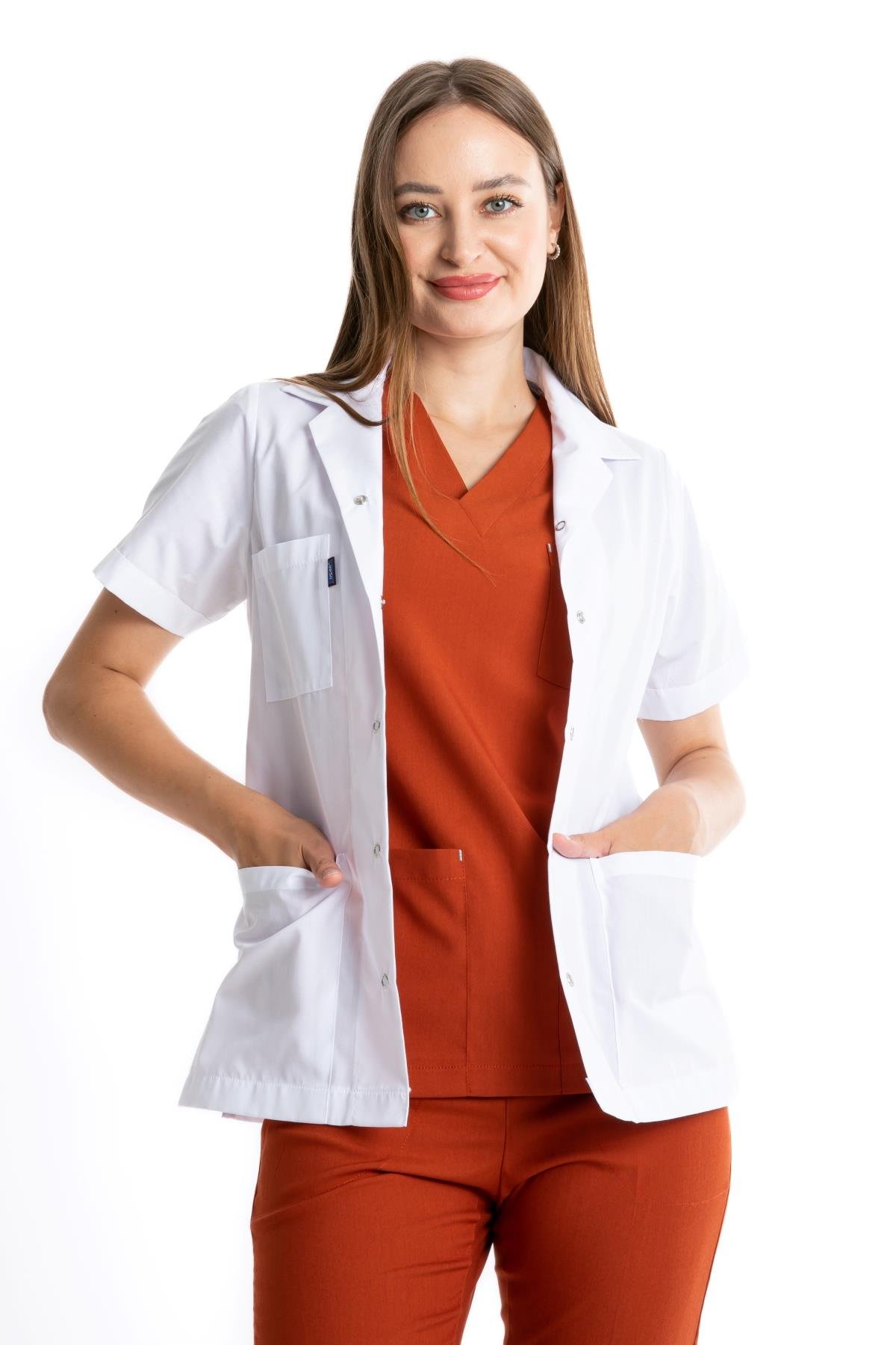 CEKET BOY, KISA KOL, KLASİK YAKA, TERİKOTON KADIN DOKTOR ÖNLÜĞÜ