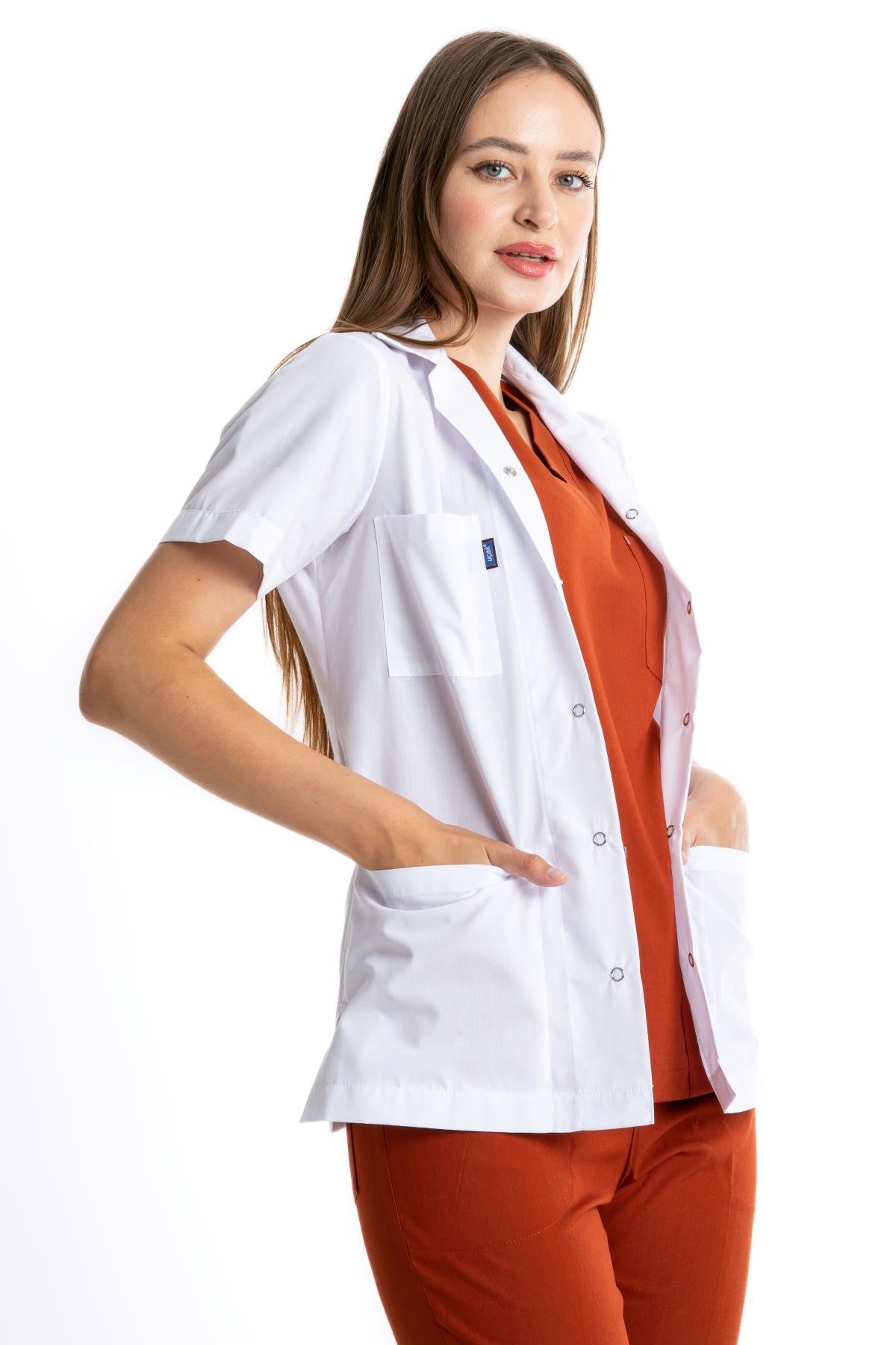 CEKET BOY, KISA KOL, KLASİK YAKA, TERİKOTON KADIN DOKTOR ÖNLÜĞÜ