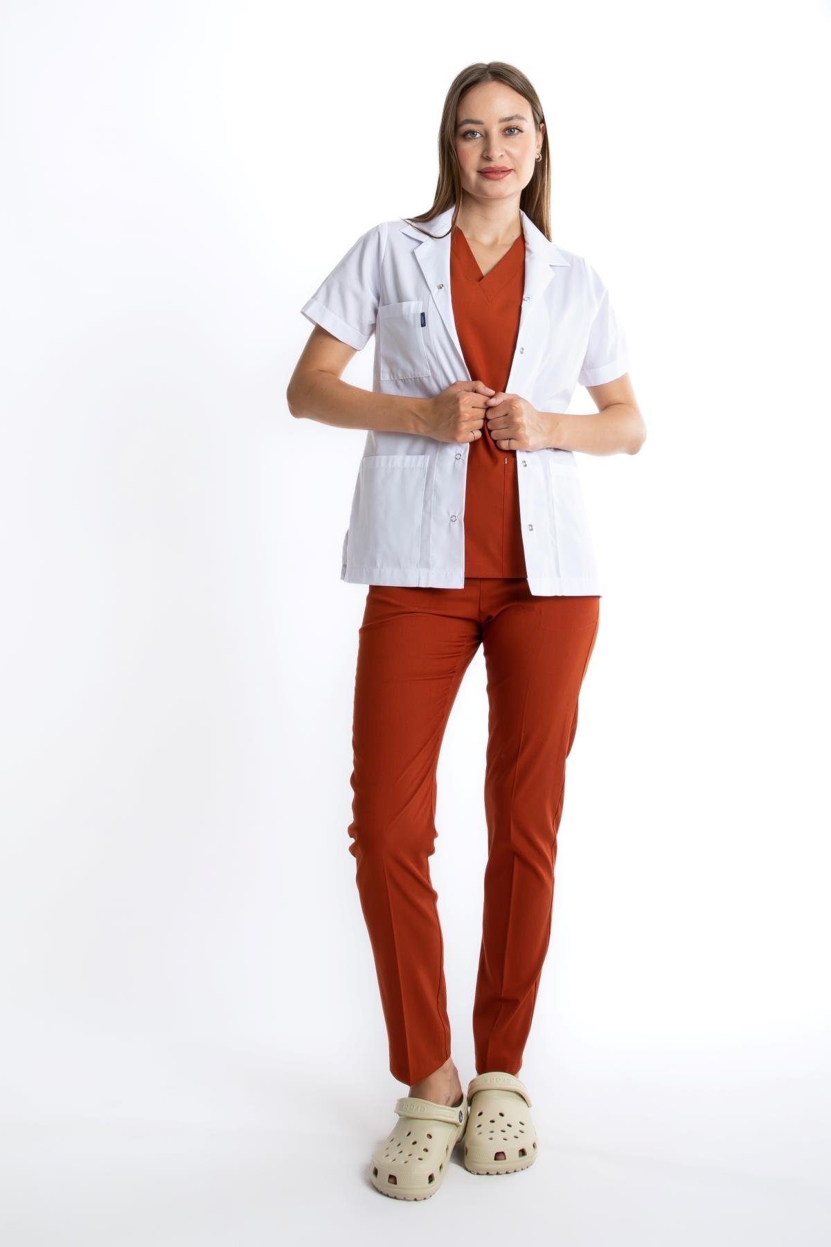 CEKET BOY, KISA KOL, KLASİK YAKA, TERİKOTON KADIN DOKTOR ÖNLÜĞÜ