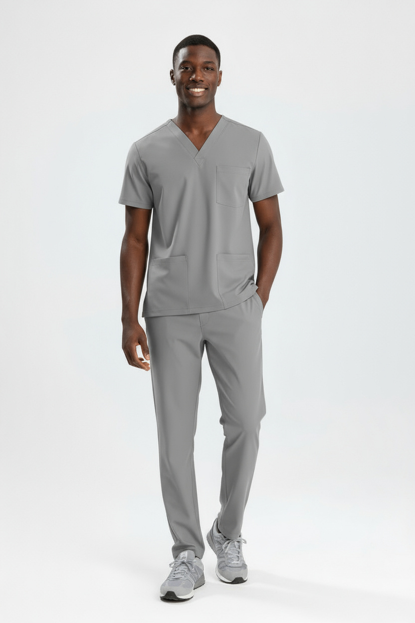 GRİ TEKNİK HİZMETLER PERSONEL FORMASI LİKRALI SCRUBS TAKIM (NEUTRAL GRAY)