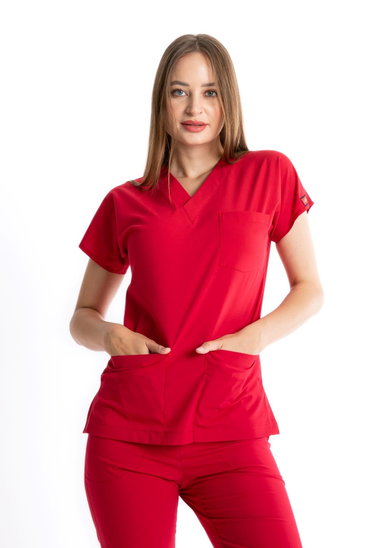 KOYU KIRMIZI U-FLEX KADIN LİKRALI TEK ÜST