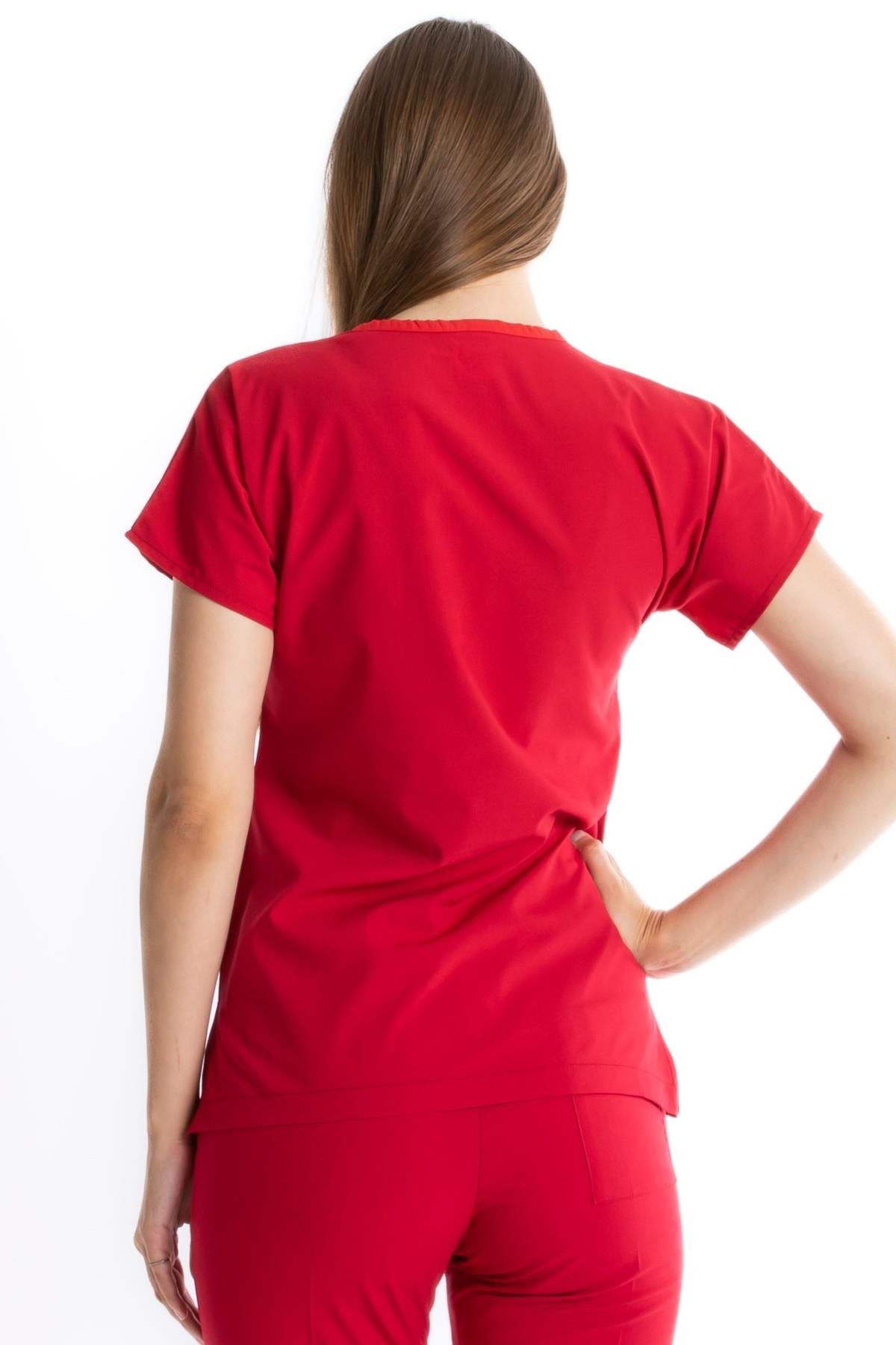 KOYU KIRMIZI U-FLEX KADIN LİKRALI TEK ÜST