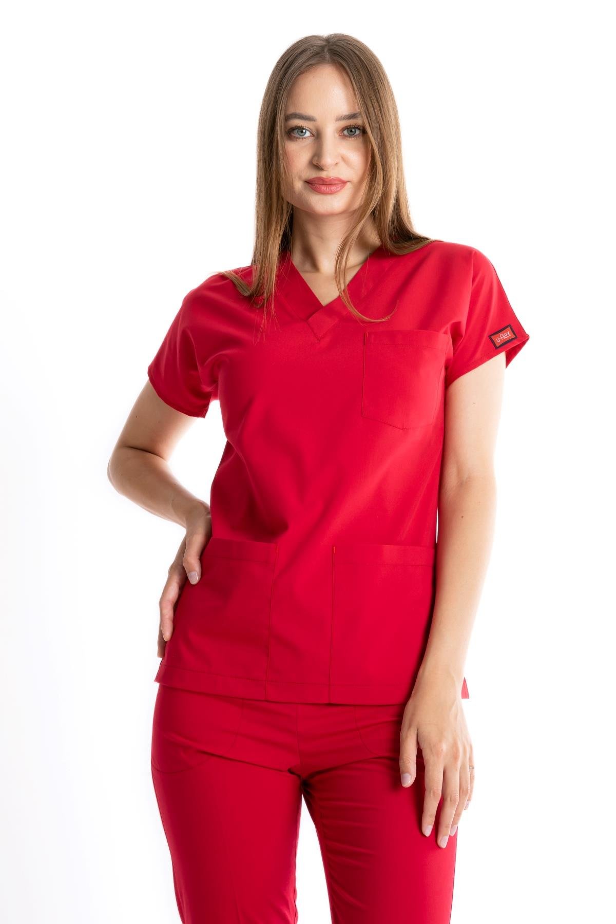 KOYU KIRMIZI U-FLEX KADIN LİKRALI TEK ÜST