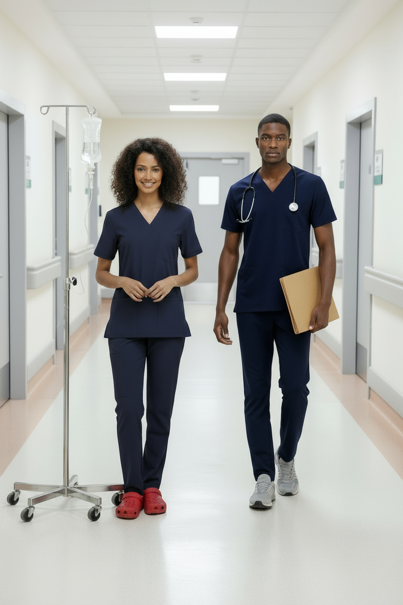 LACİVERT HEMŞİRE FORMASI LİKRALI SCRUBS TAKIM (PATRIOT BLUE)