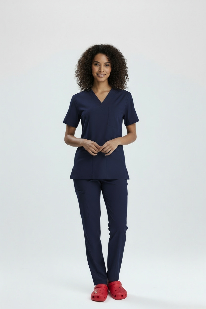 LACİVERT HEMŞİRE FORMASI LİKRALI SCRUBS TAKIM (PATRIOT BLUE)