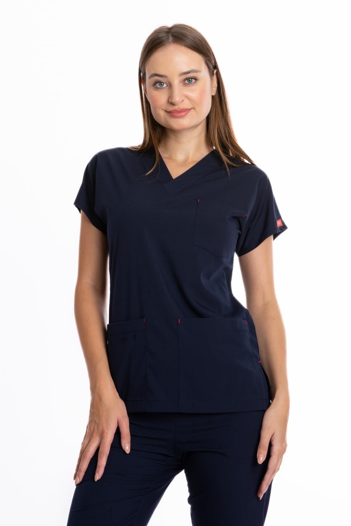 NAVY U-FLEX LYCRA WOMEN TOP