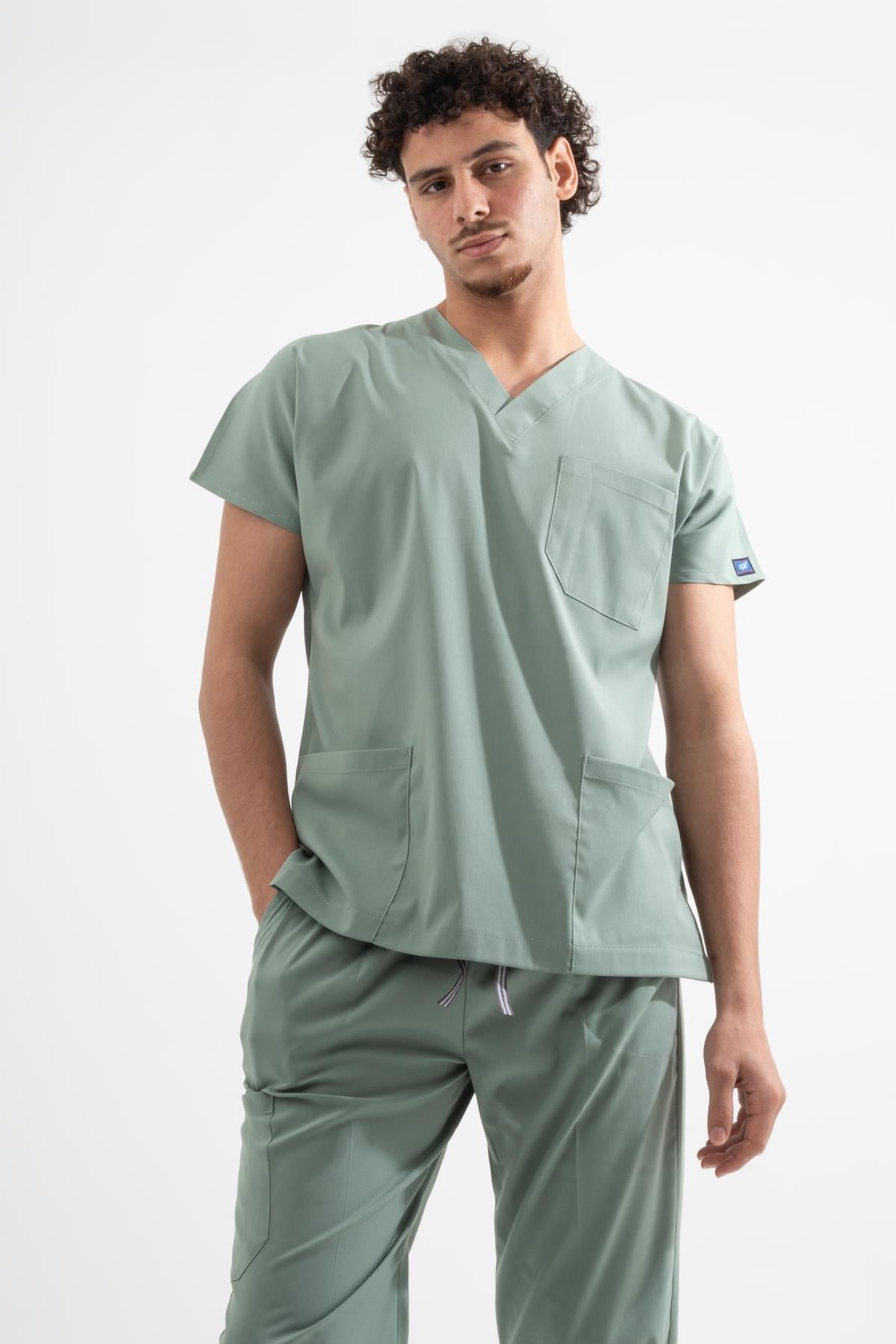 RESEDA GREEN CORE-FLEX MEN SCRUBS SET