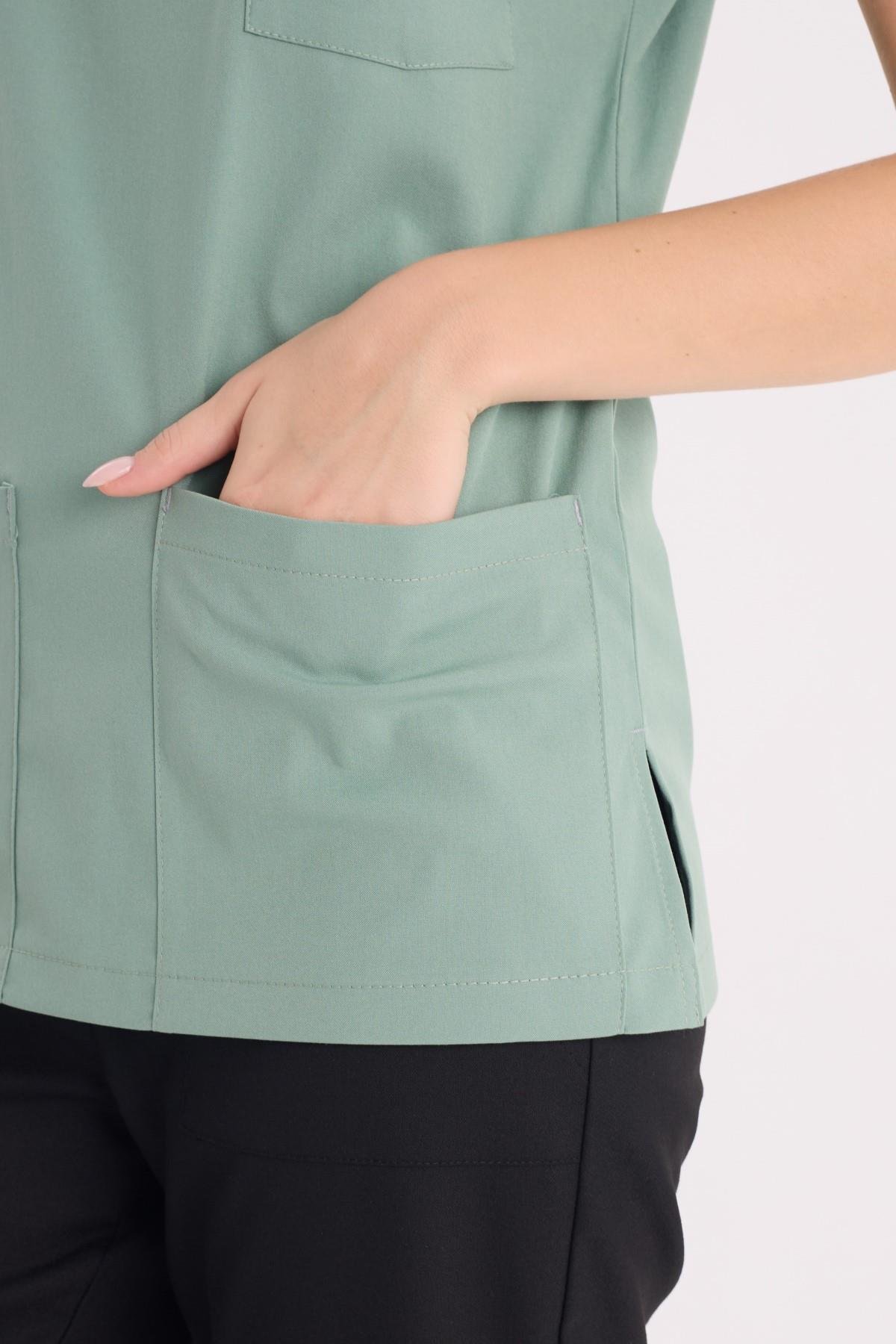 RESEDA GREEN CORE-FLEX LYCRA WOMEN TOP