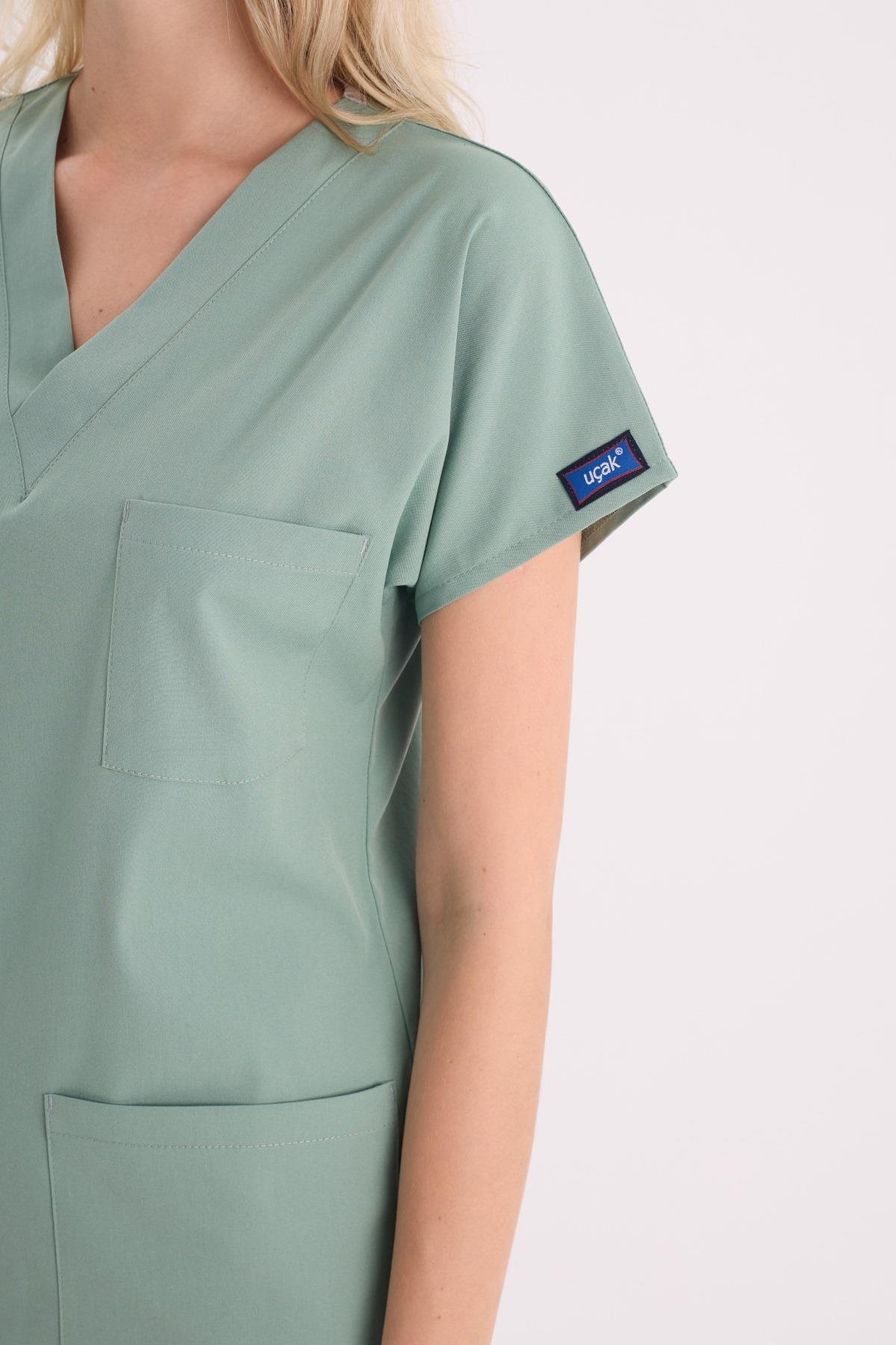 RESEDA GREEN CORE-FLEX LYCRA WOMEN TOP