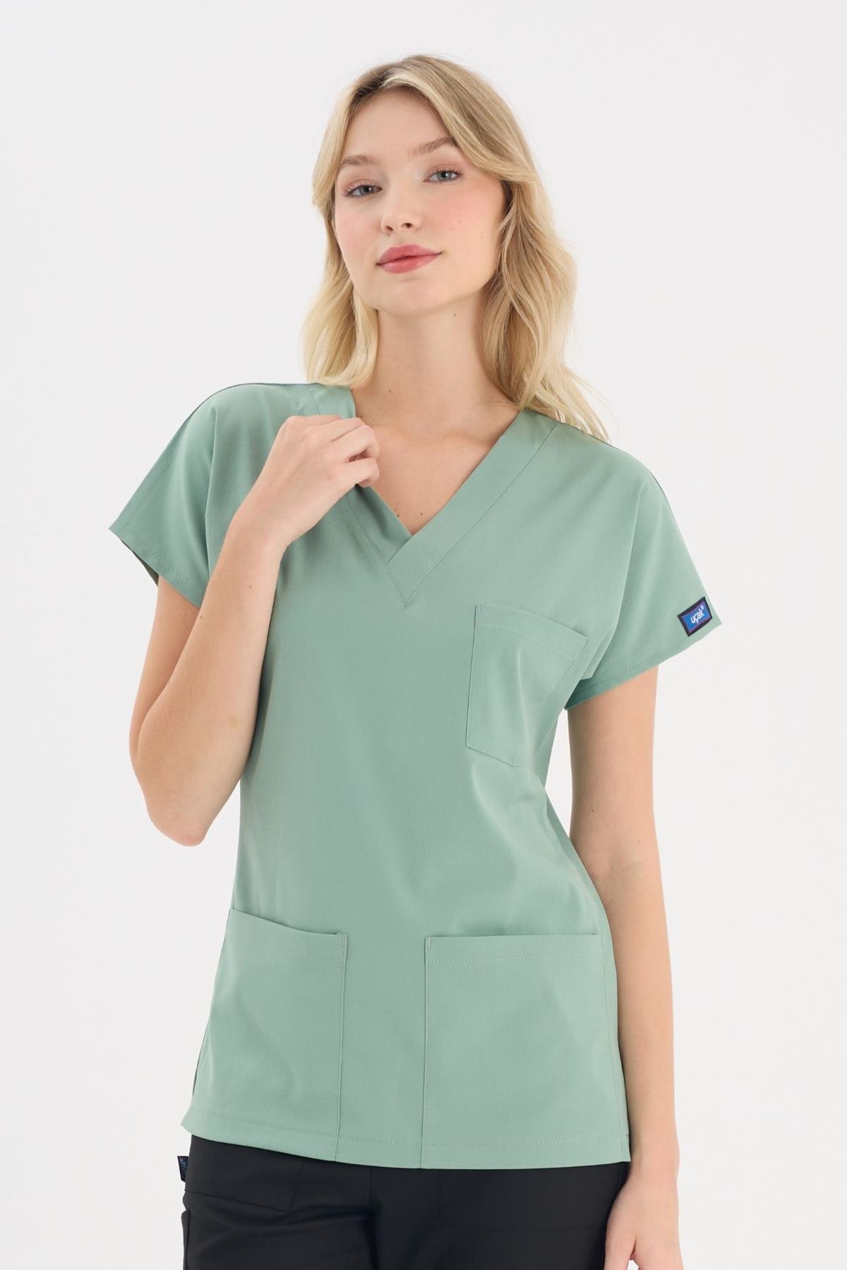 RESEDA GREEN CORE-FLEX LYCRA WOMEN TOP