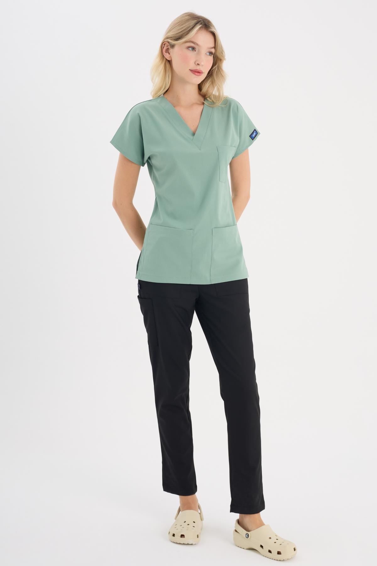 RESEDA GREEN CORE-FLEX LYCRA WOMEN TOP