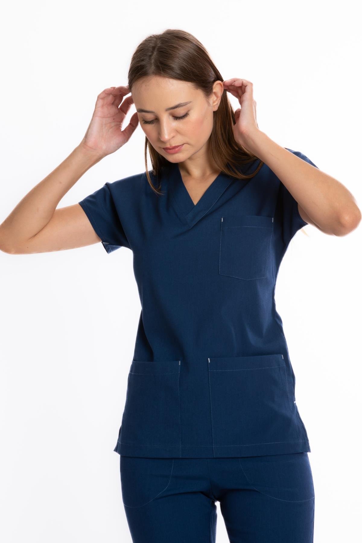 PETROL LACİVERT CORE-FLEX KADIN LİKRALI TEK ÜST