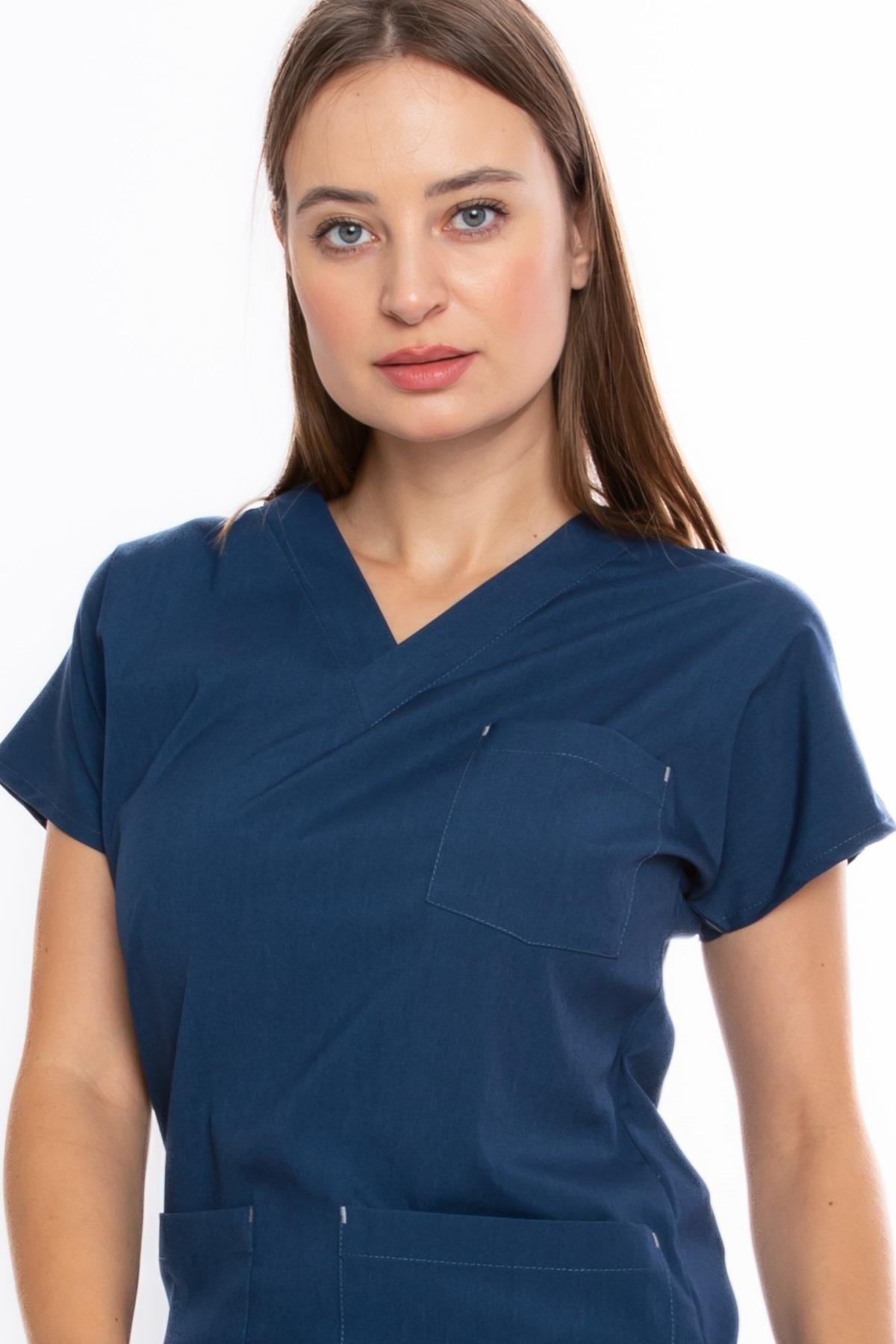 PETROL LACİVERT CORE-FLEX KADIN LİKRALI TEK ÜST
