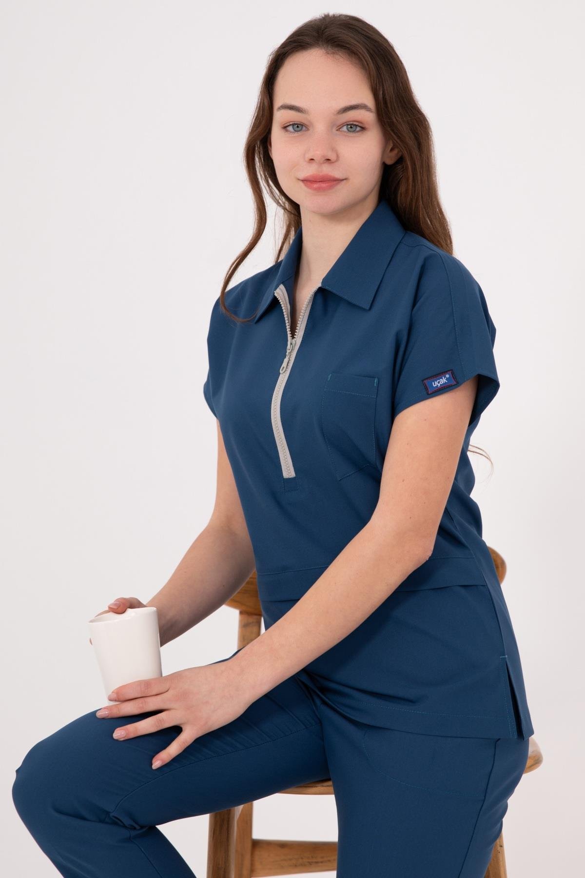 PETROL MAVİ MYRA PREMIUM ÜNİFORMA TAKIM