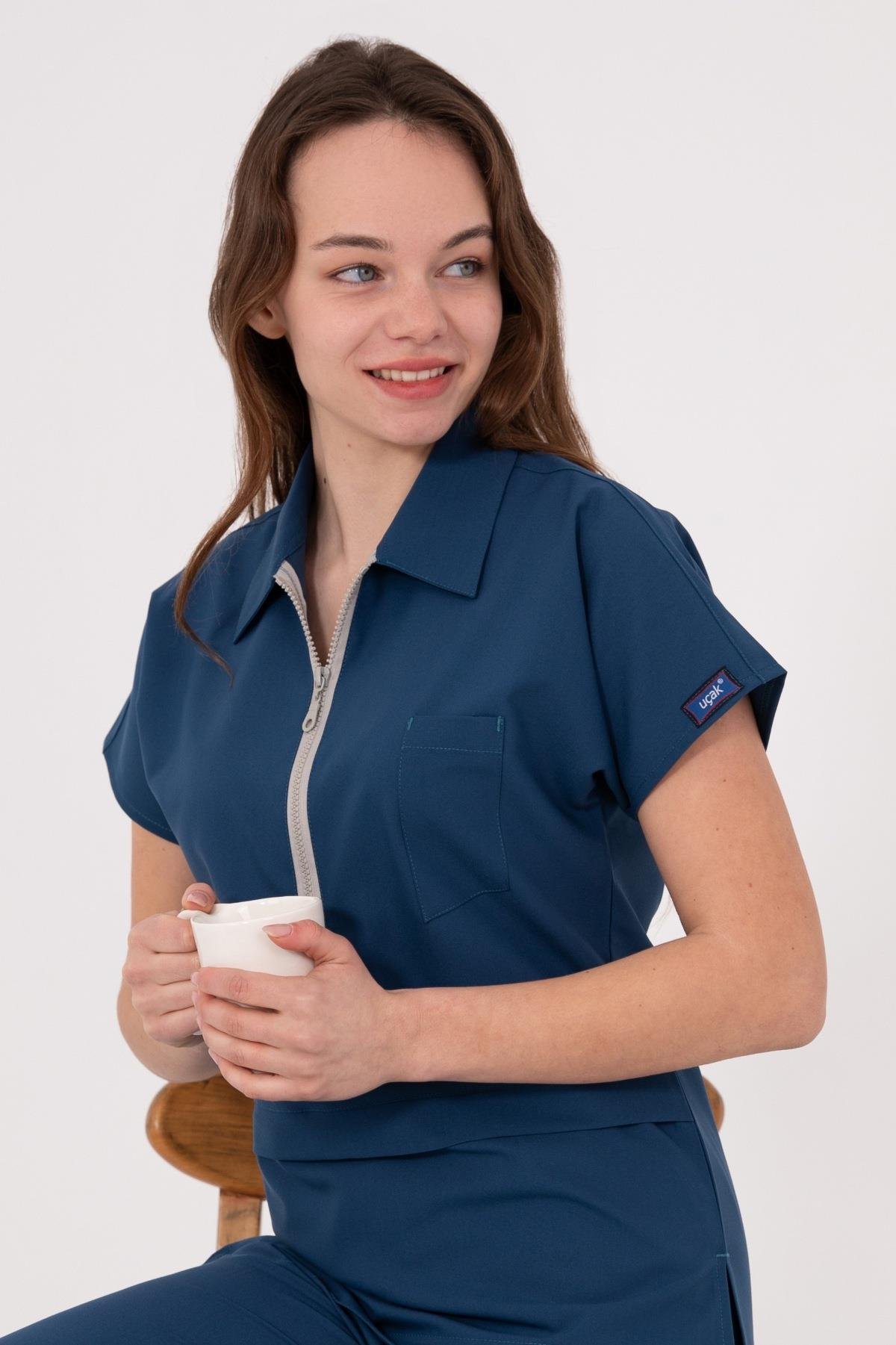 PETROL MAVİ MYRA PREMIUM ÜNİFORMA TAKIM